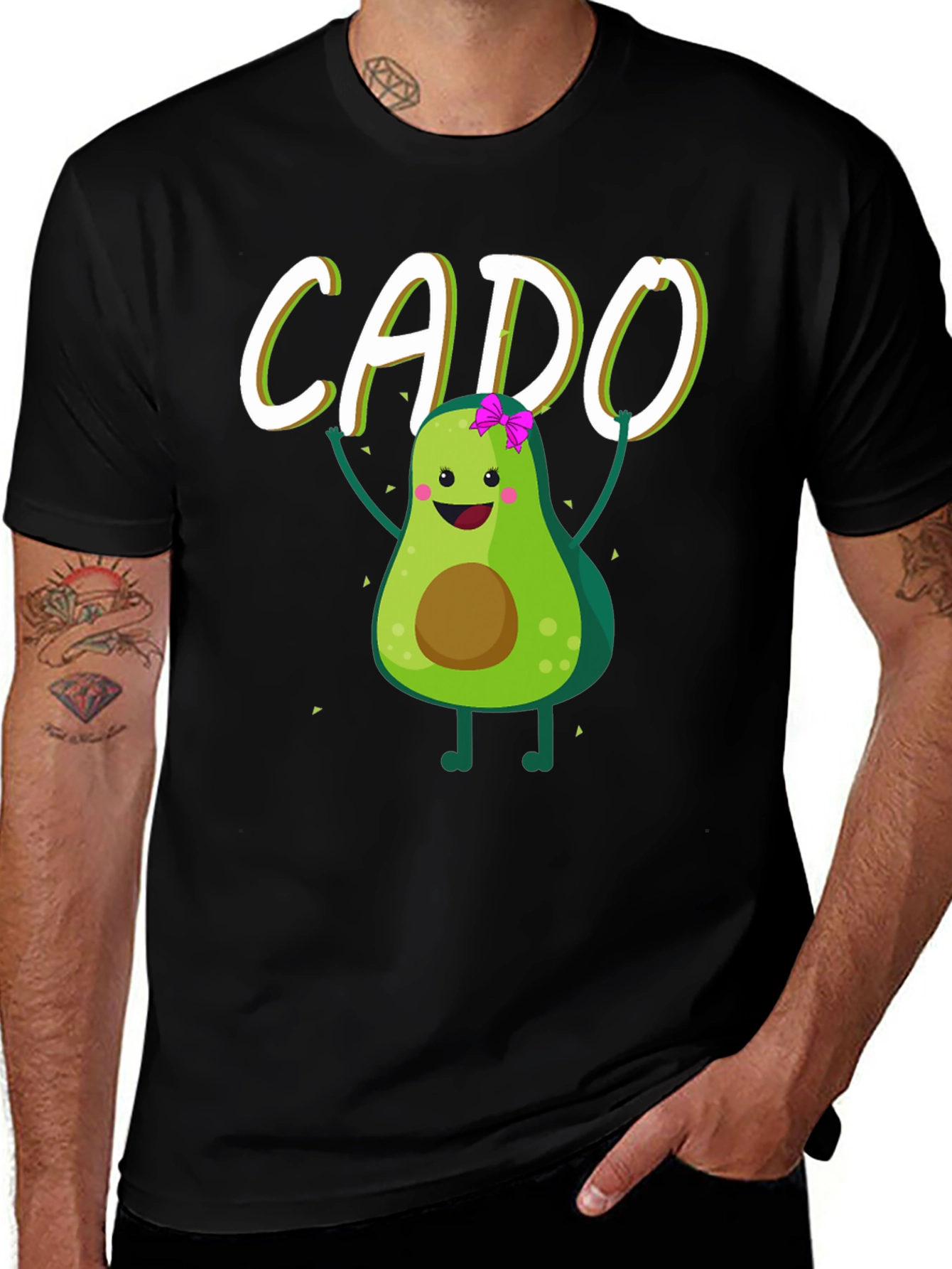 Variant 8 of Cute Avocado Black T-Shirt