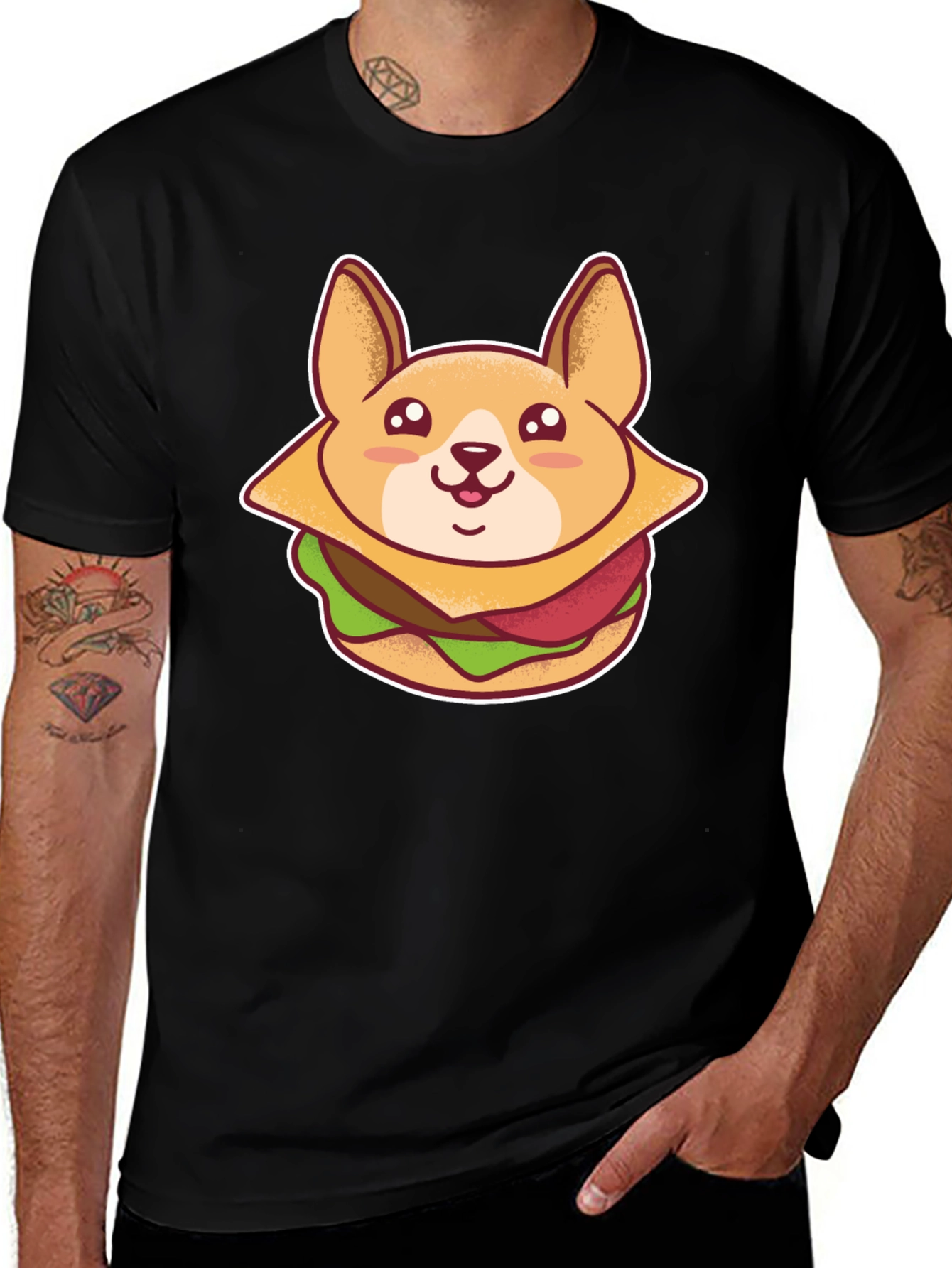 Variant 7 of Corgi Sandwich Graphic Tee - Cute Dog Lover Shirt