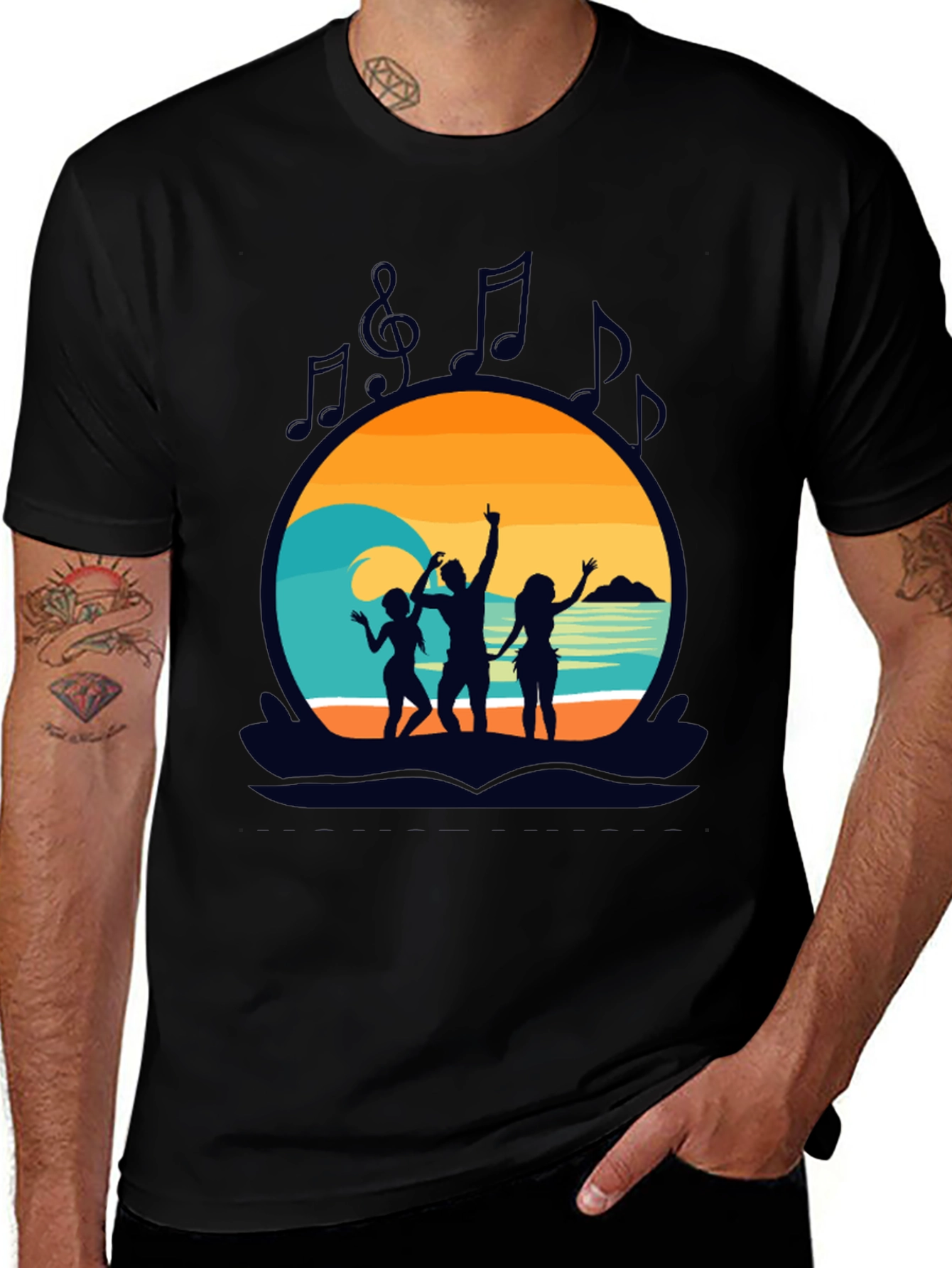 Variant 27 of Beach Party Music T-Shirt - Black