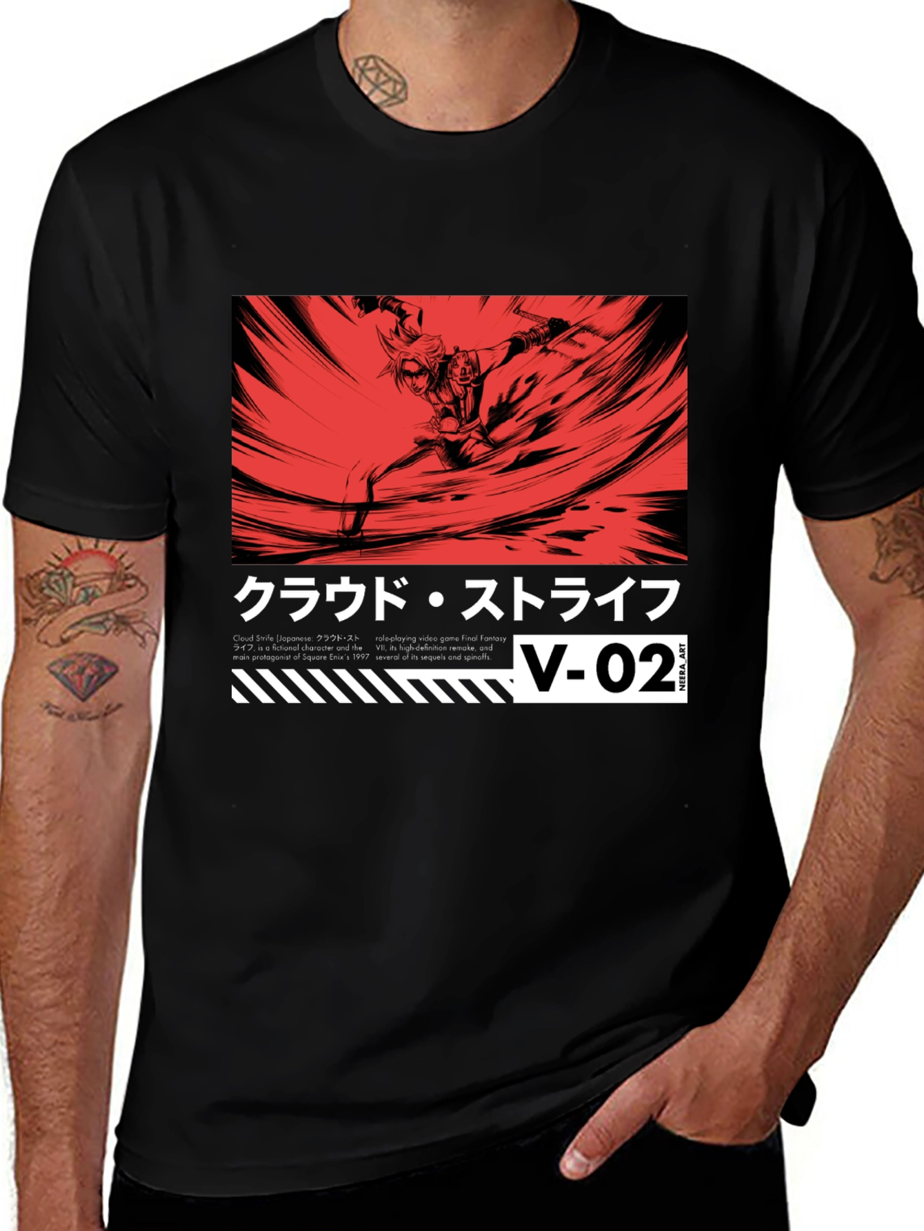Cloud Strife Graphic Tee - Black Anime Style T-Shirt