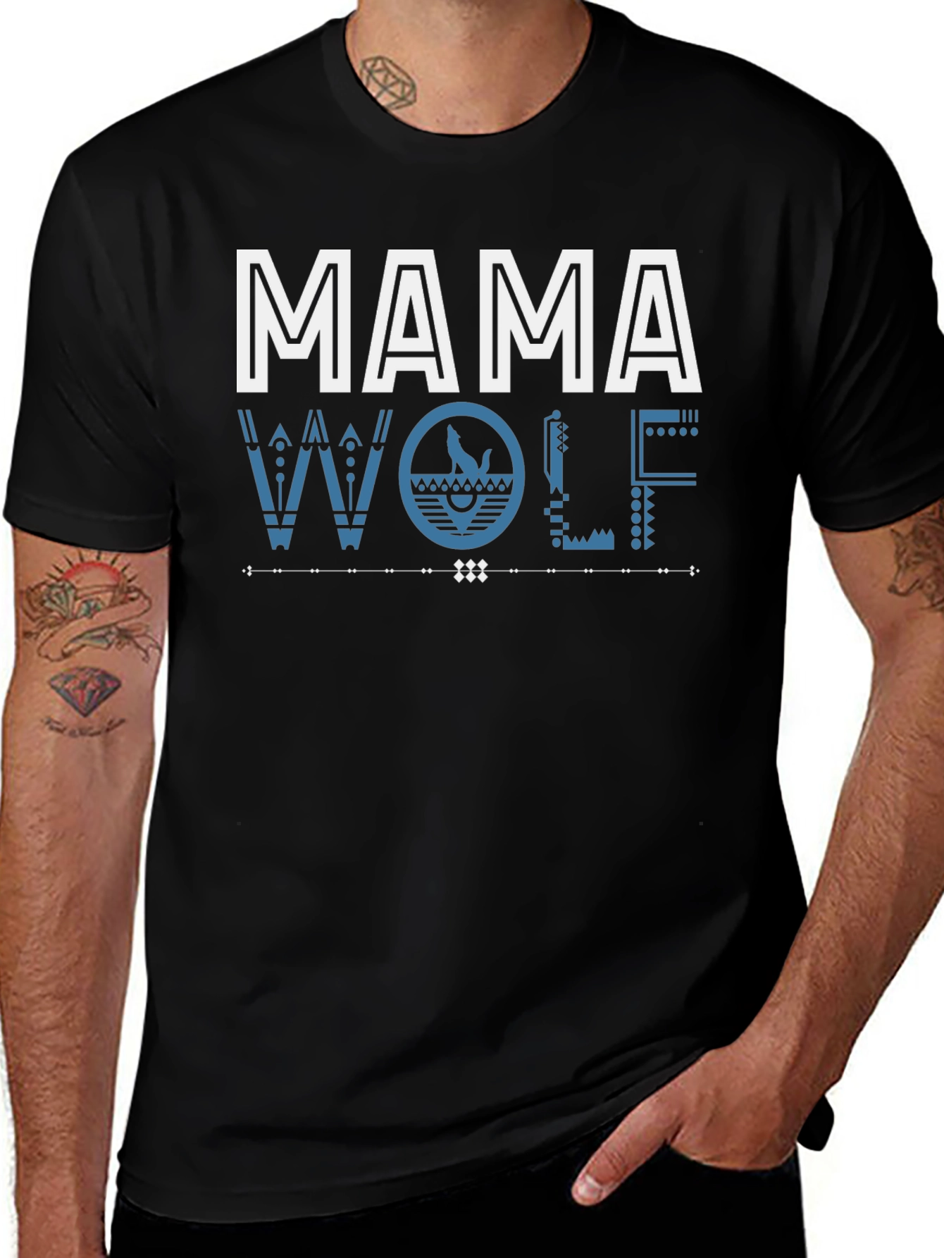 Variant 15 of Mama Wolf Graphic Tee - Black