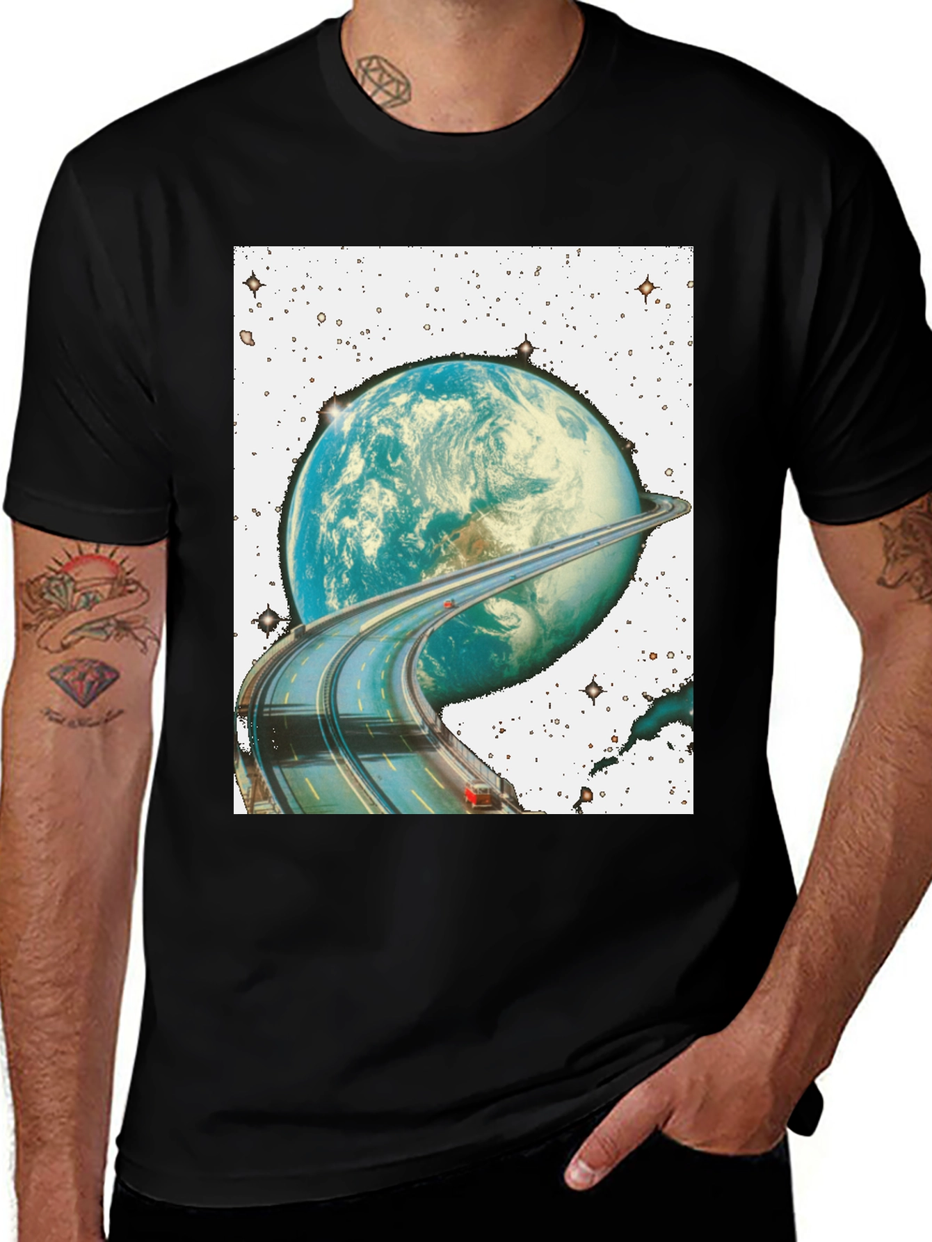Variant 8 of Road Around Planet Black T-Shirt