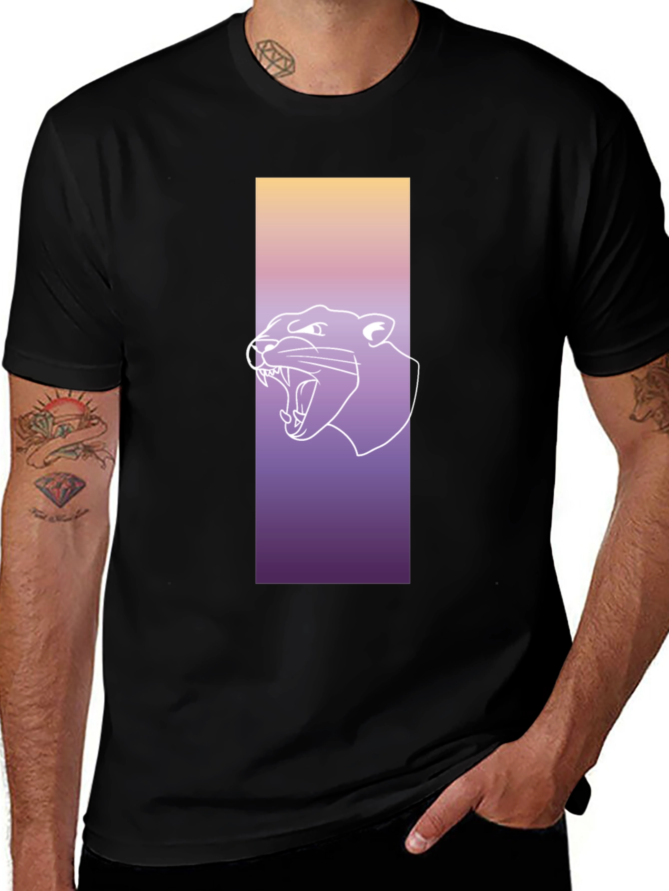 Variant 16 of Gradient Panther Graphic Tee - Modern Streetwear Style