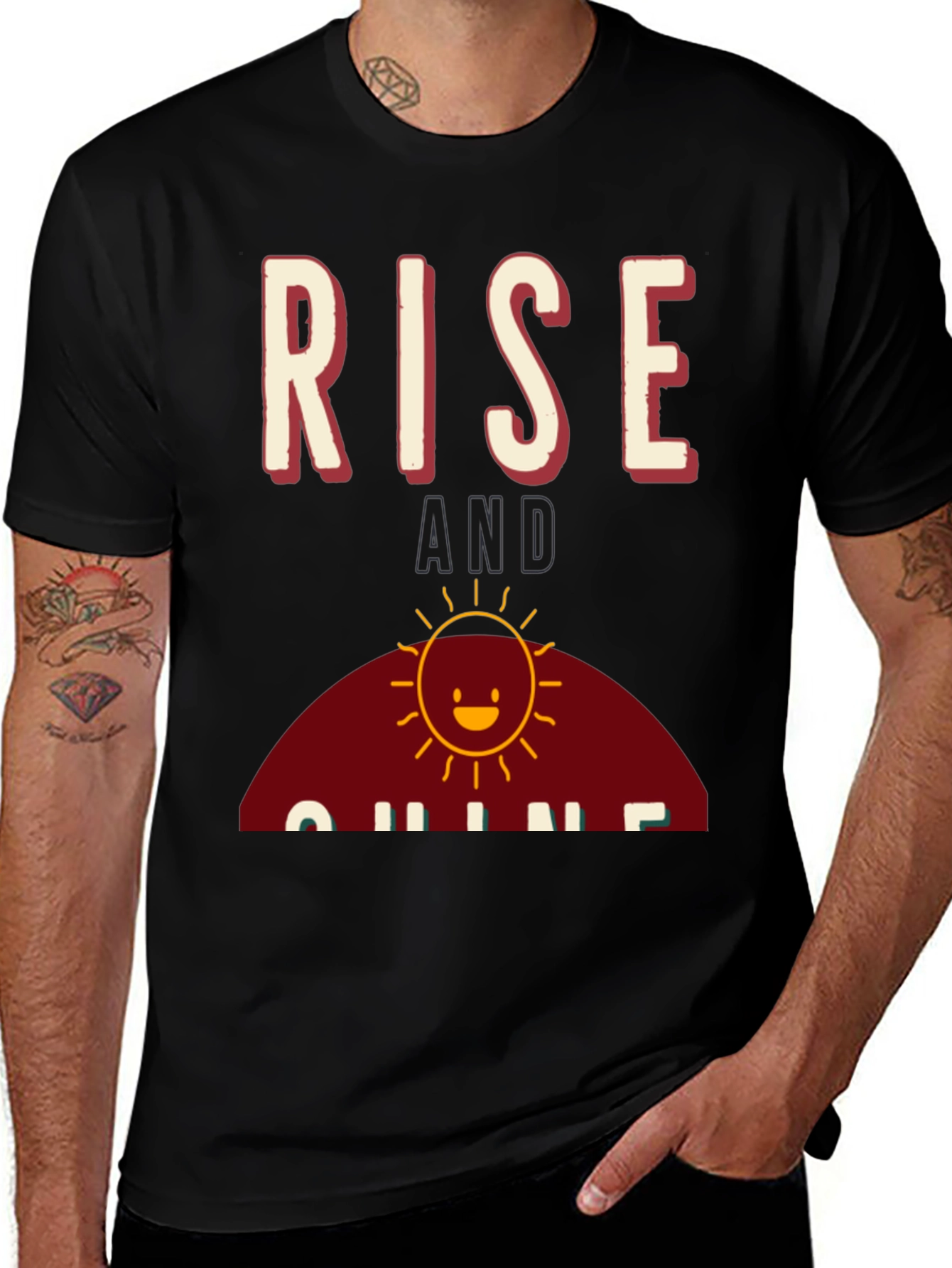 Variant 16 of Rise and Shine Graphic Tee - Black Cotton