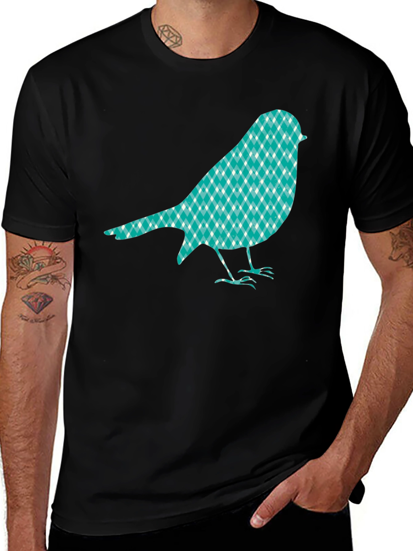 Variant 11 of Stylish Bird Graphic Tee - Black Cotton Casual