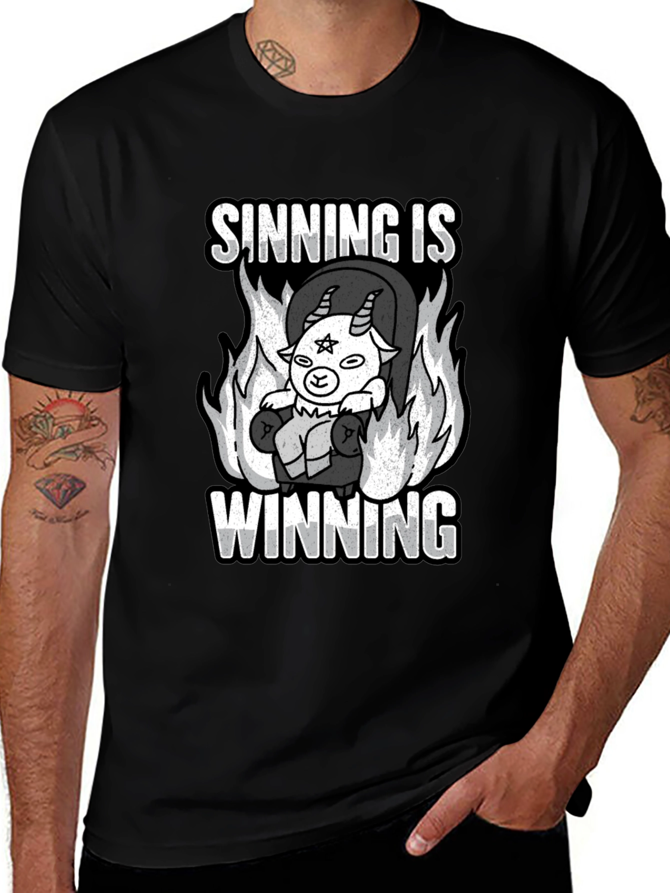 Variant 18 of Sinning Is Winning T-Shirt - Graphic Goat Tee