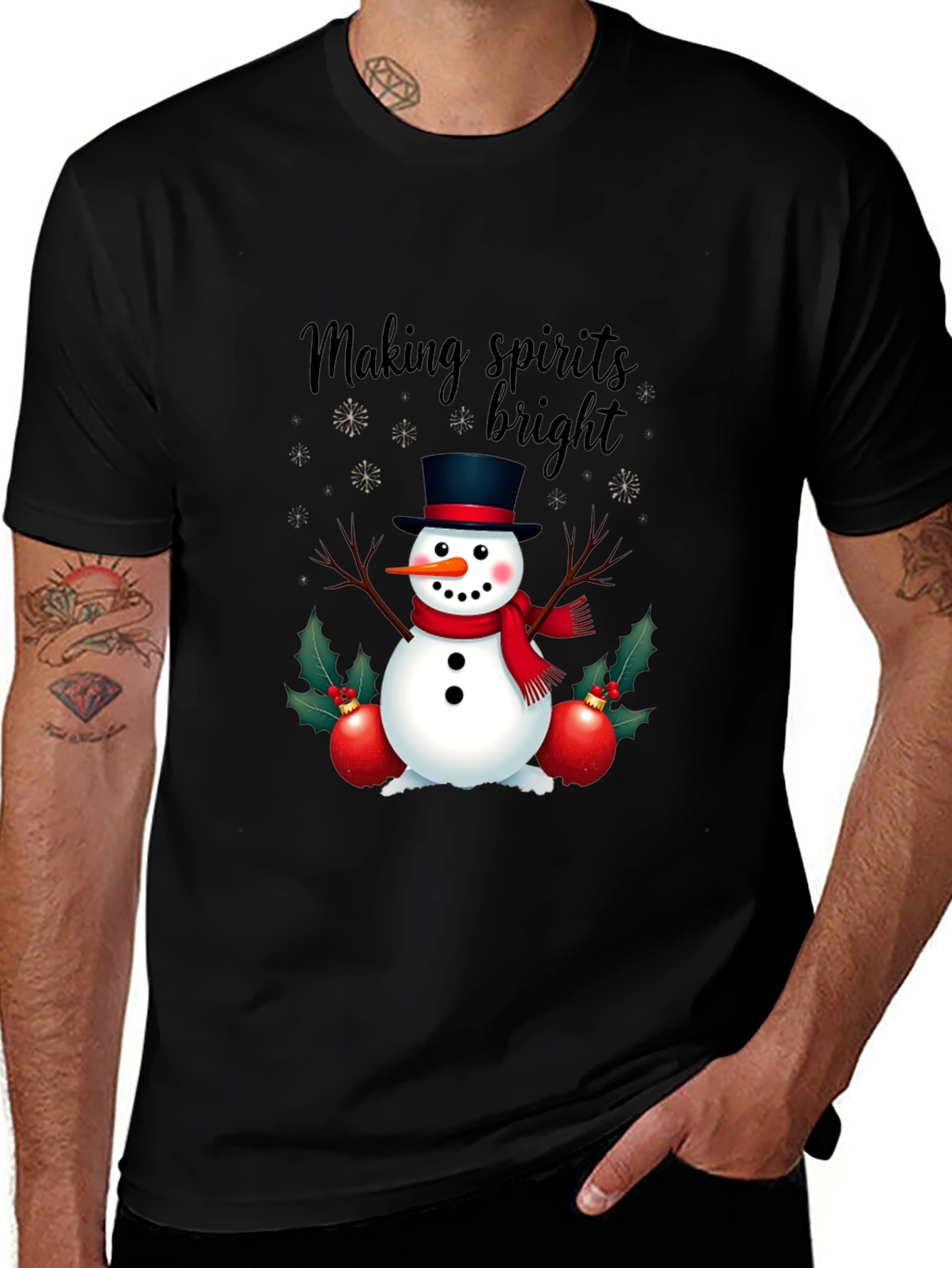 Variant 15 of Festive Snowman T-Shirt: Making Spirits Bright!