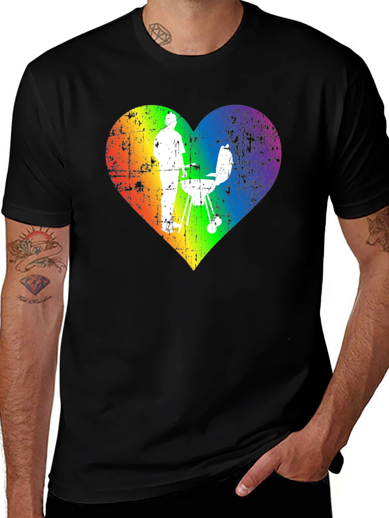 Variant 23 of Rainbow Heart BBQ Grill Master T-Shirt