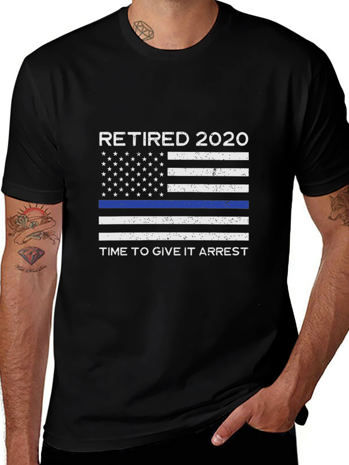 Retired 2020 Thin Blue Line Police T-Shirt