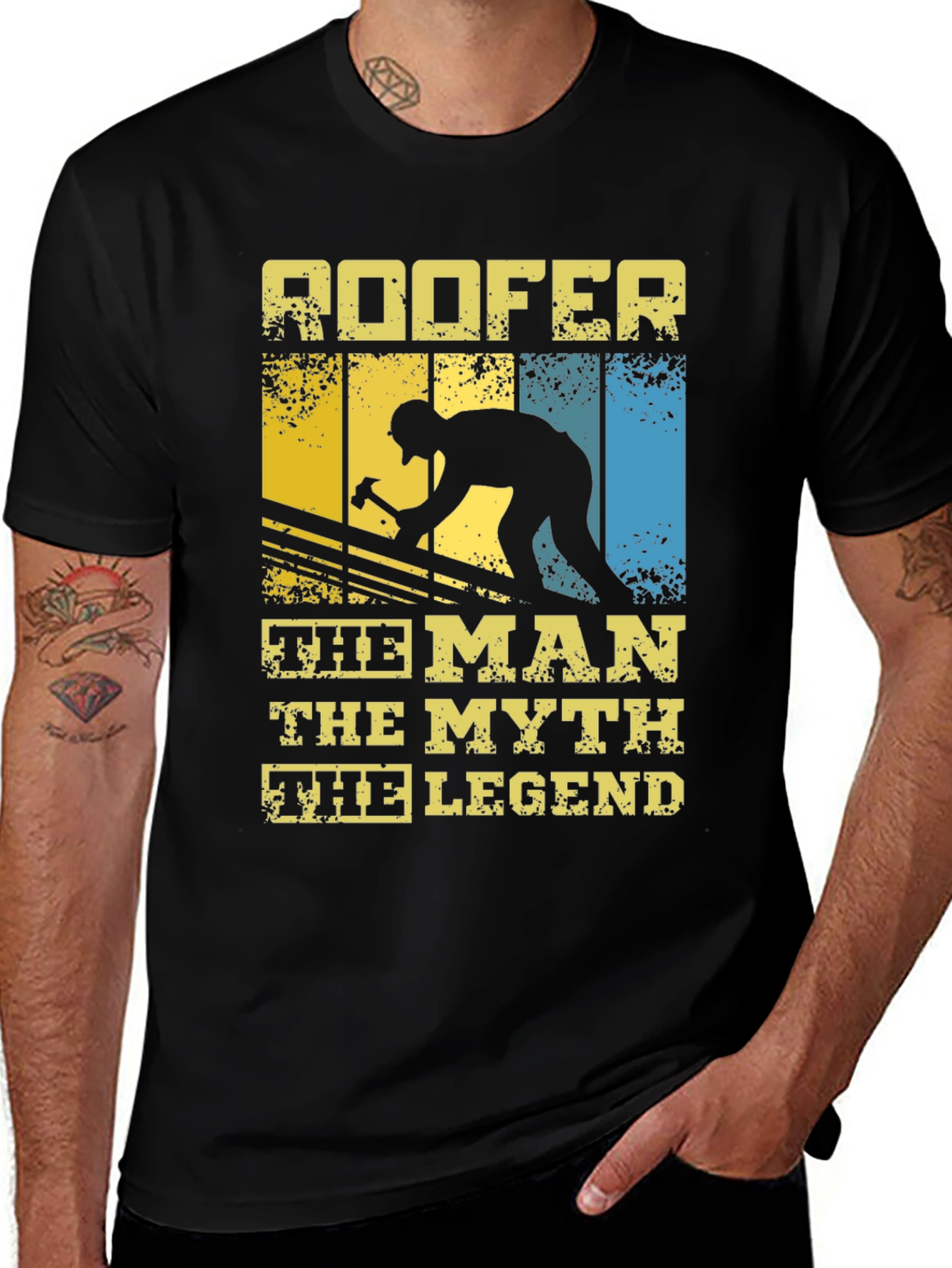 Variant 27 of Roofer T-Shirt: The Man, The Myth, The Legend - Black
