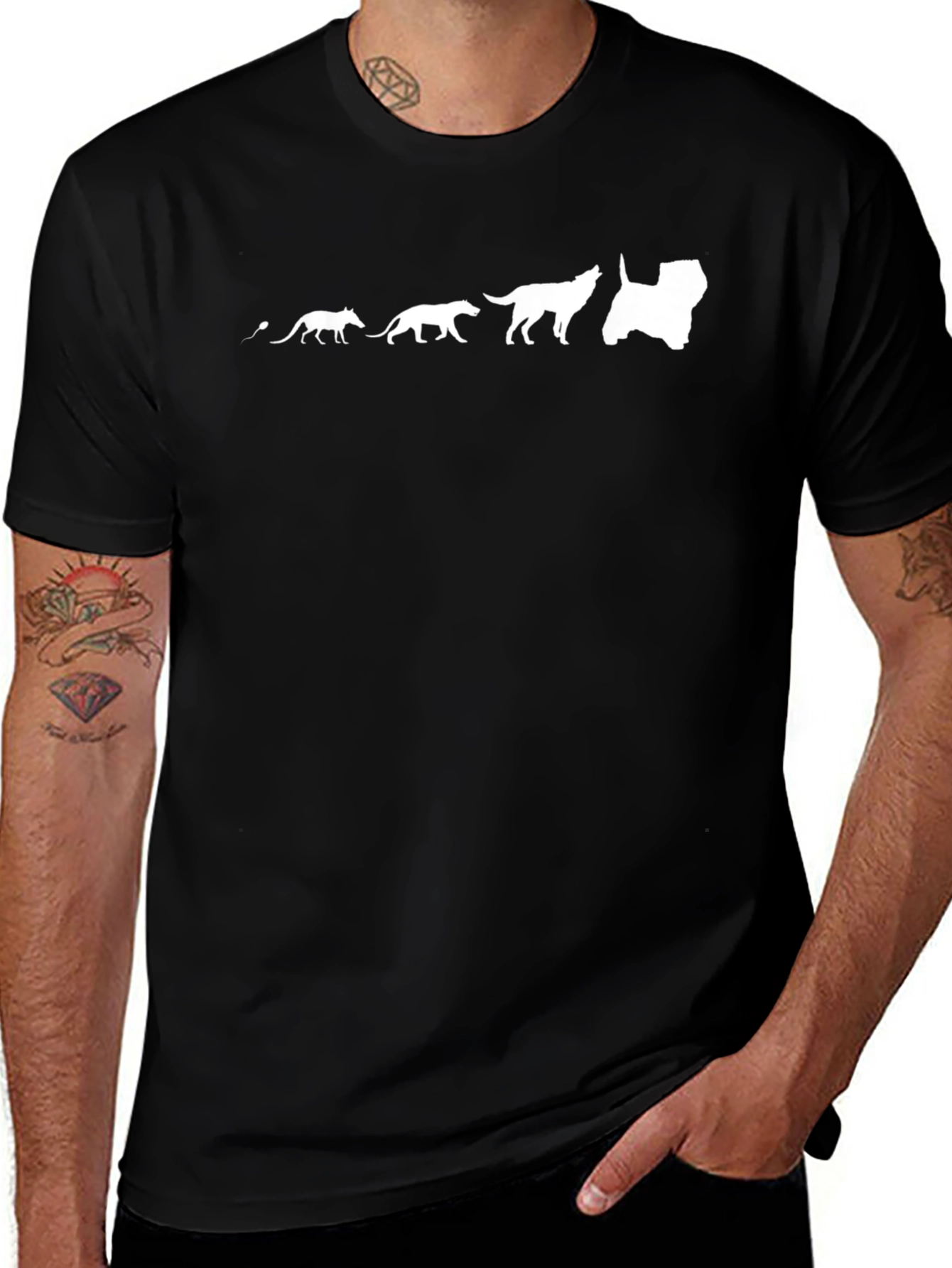Variant 14 of Dog Evolution Graphic Tee - Black Cotton T-Shirt