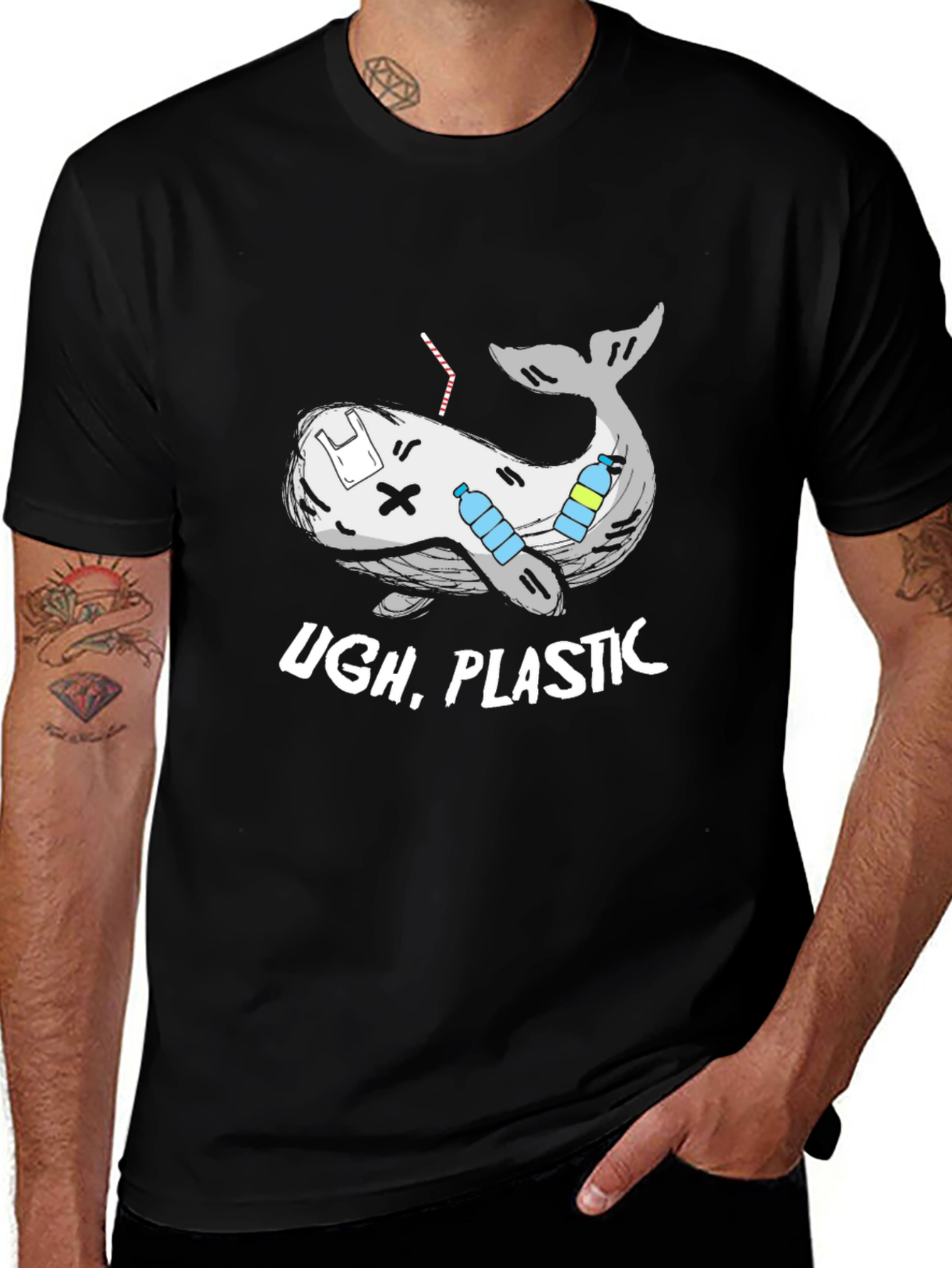 Variant 9 of Ugh, Plastic! Whale Graphic Tee - Eco-Friendly Awareness T-Shirt