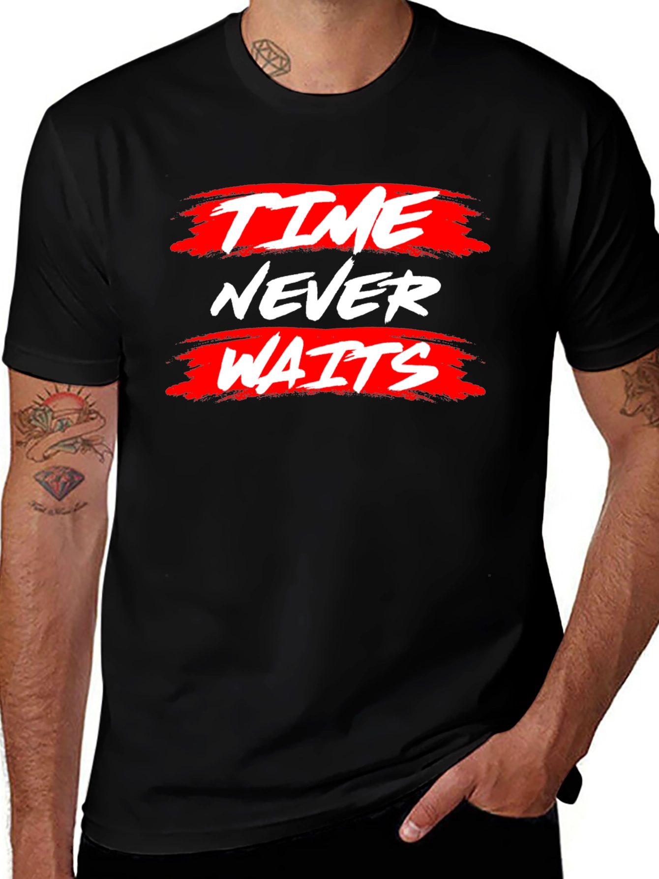 Variant 10 of Time Never Waits Graphic Tee - Black