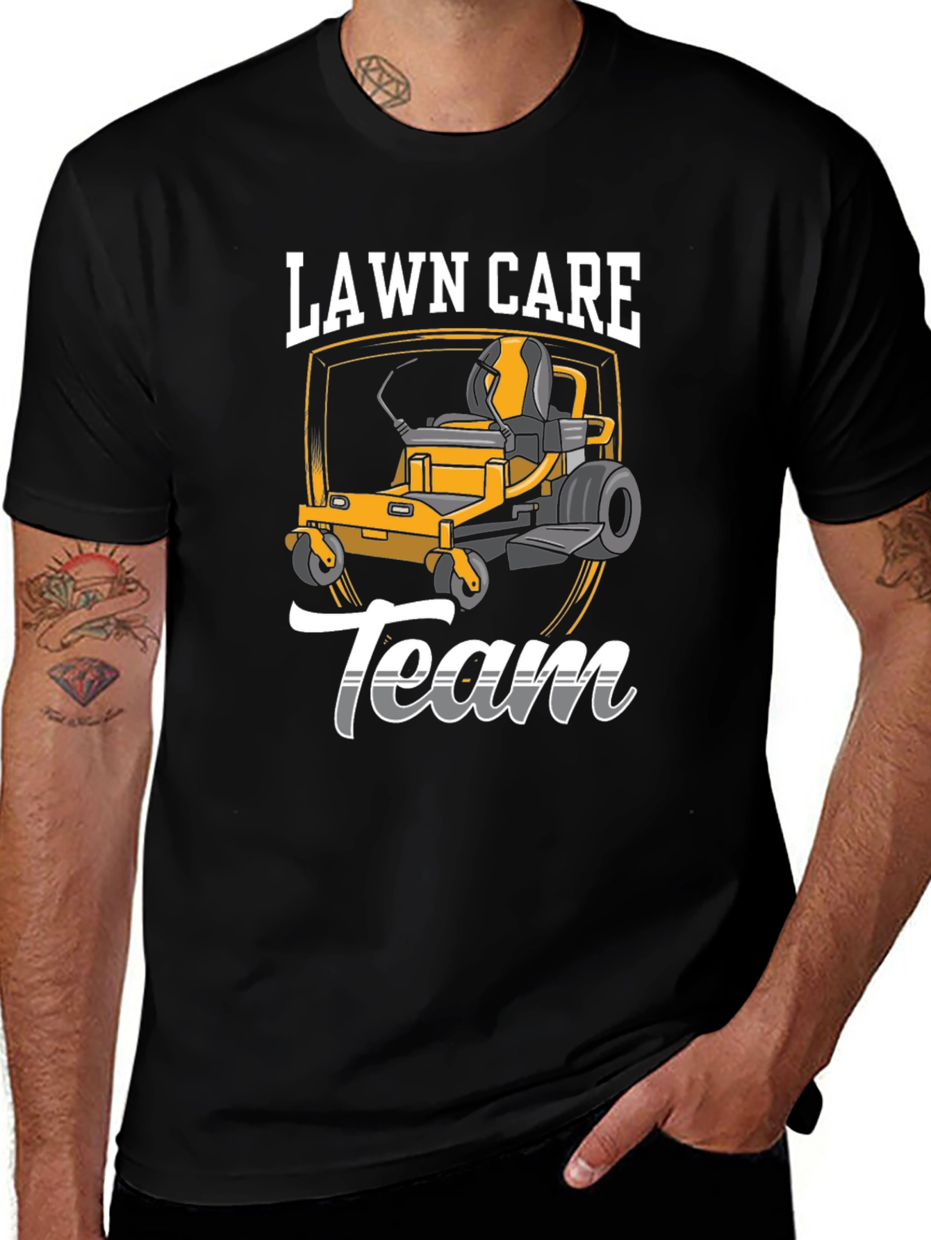 Variant 10 of Lawn Care Team Graphic Tee - Black Cotton Blend T-Shirt