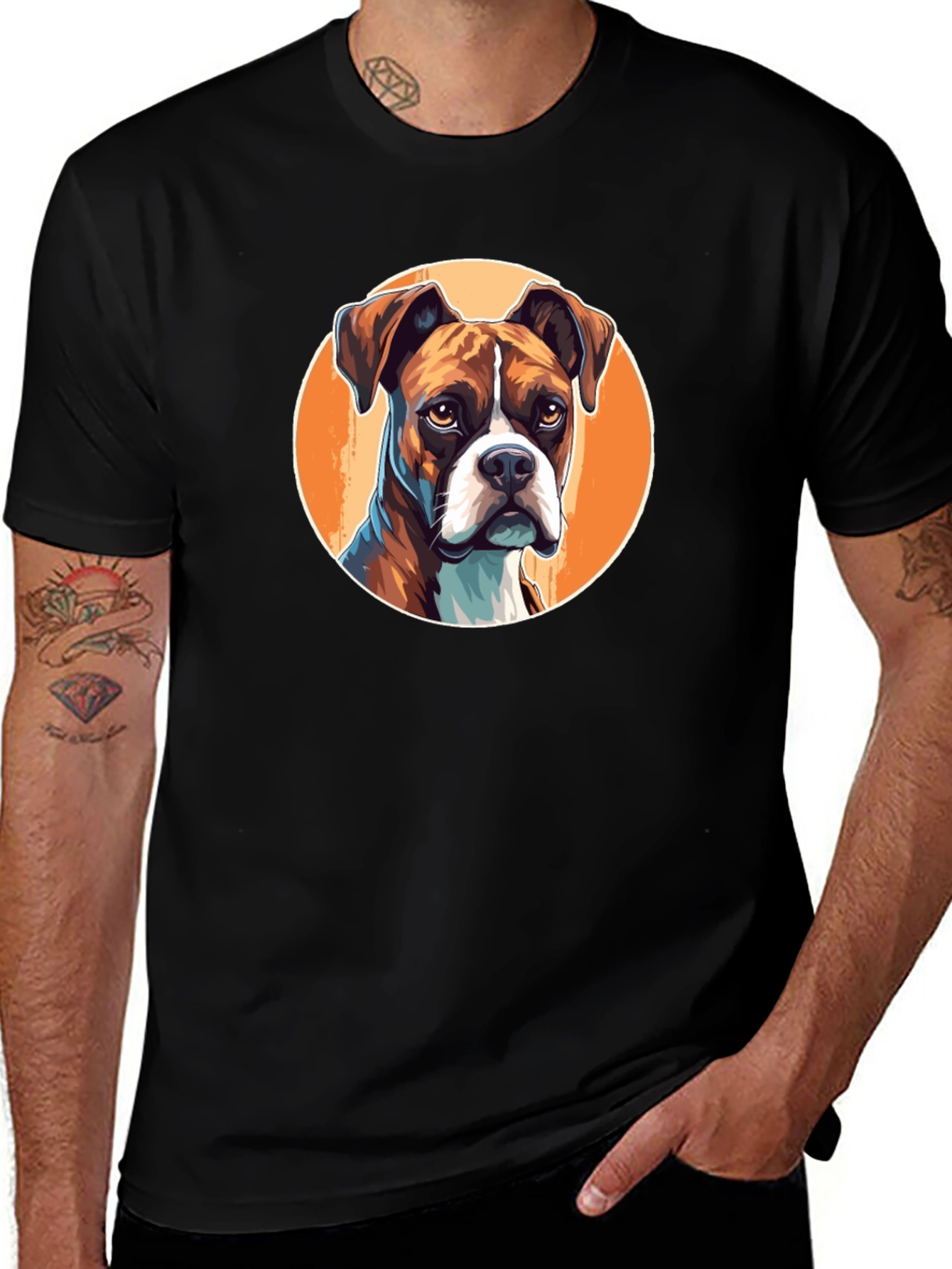 Boxer Dog Graphic T-Shirt - Stylish Men's Tee