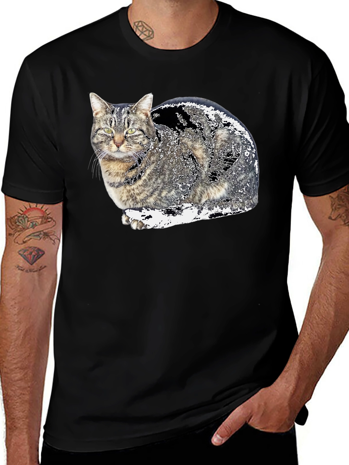 Variant 26 of Cat Graphic Black T-Shirt