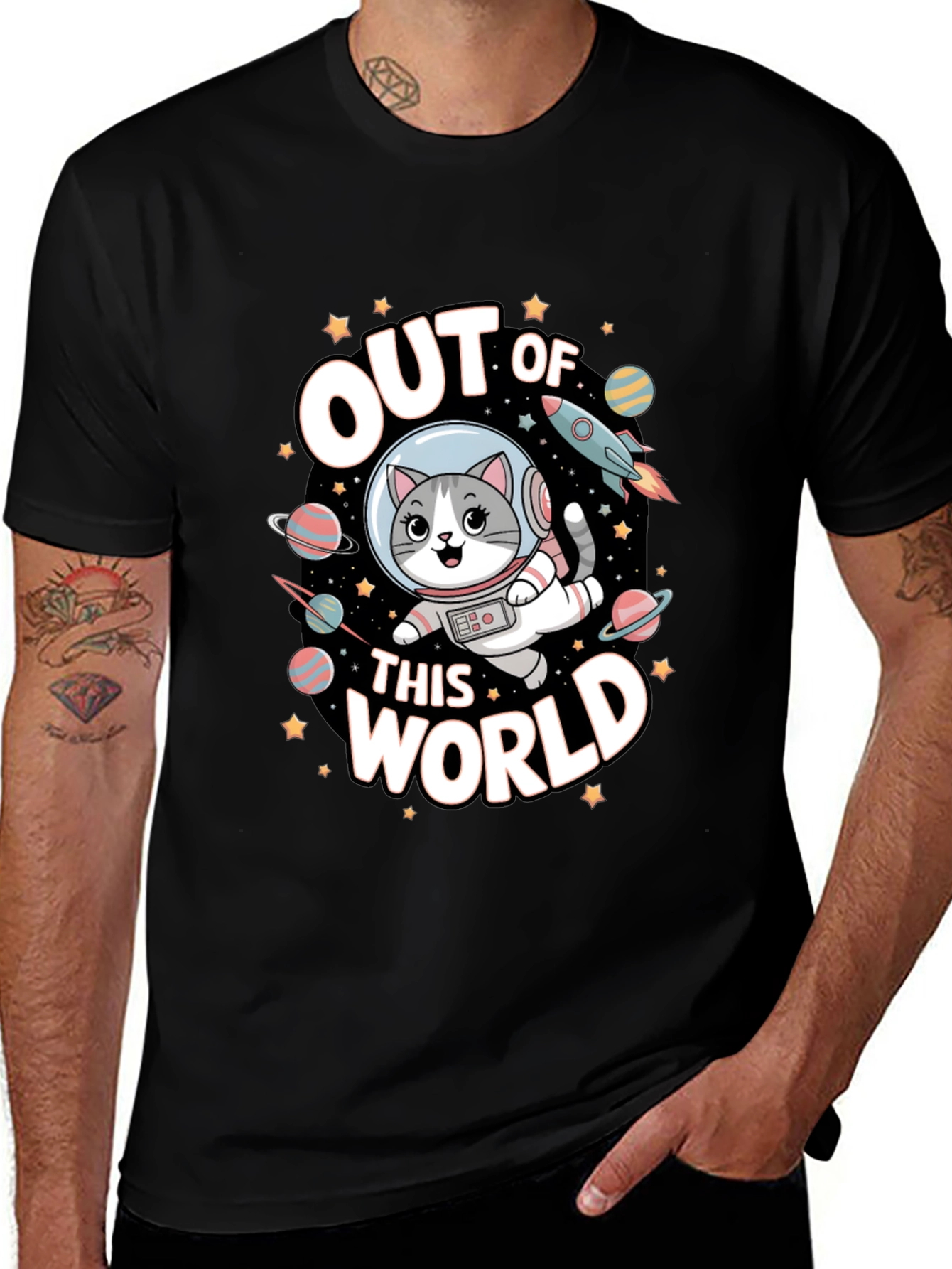 Variant 7 of Space Cat T-Shirt - Out Of This World Design