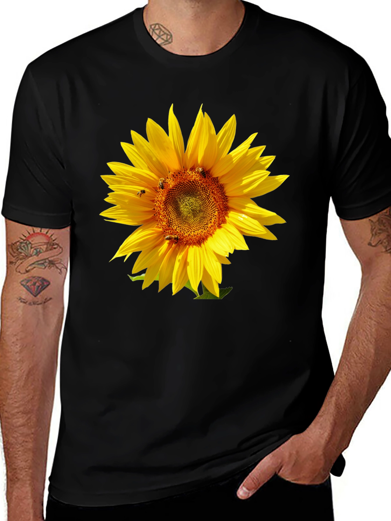 Variant 24 of Sunflower Graphic Tee - Black Cotton T-Shirt