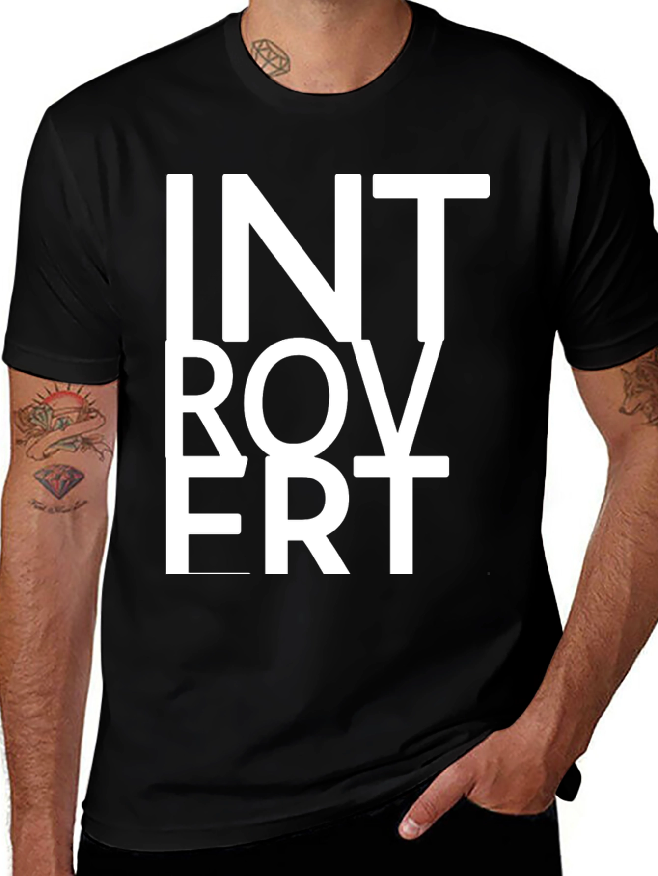Variant 2 of Introvert T-Shirt - Black, Bold Statement Tee