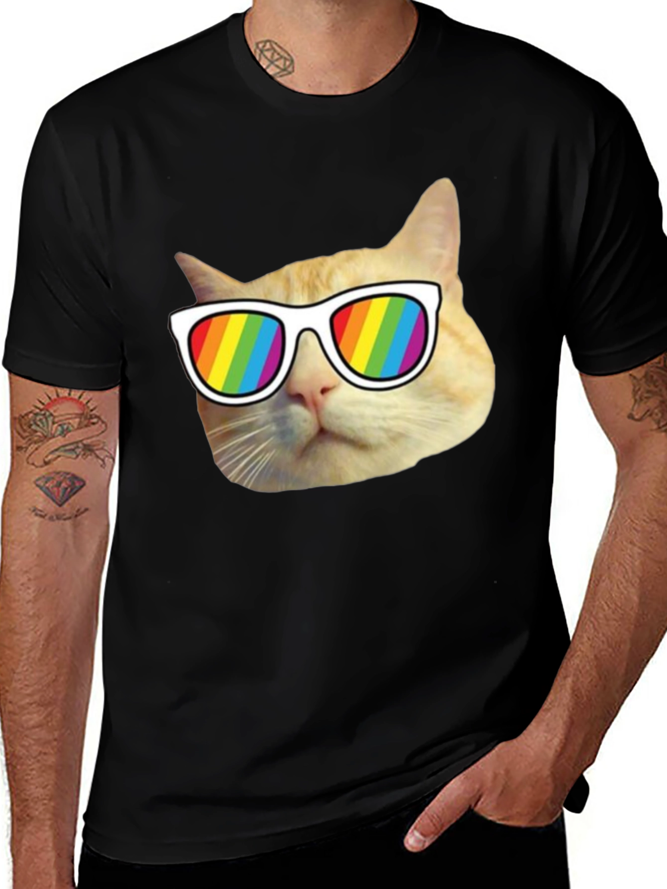 Variant 22 of Cool Cat Pride T-Shirt - Rainbow Shades