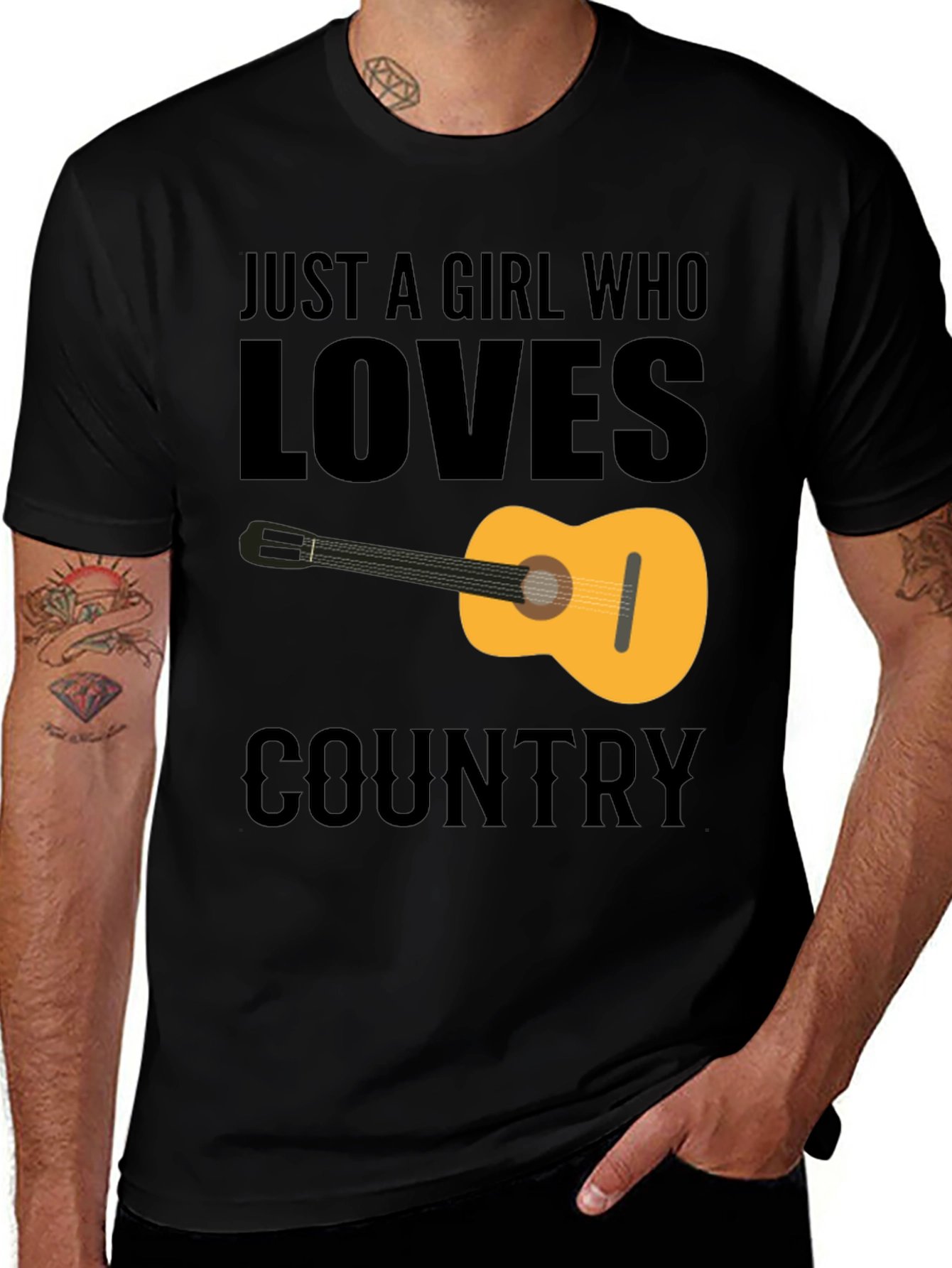 Black Country Music Guitar Graphic Tee main image