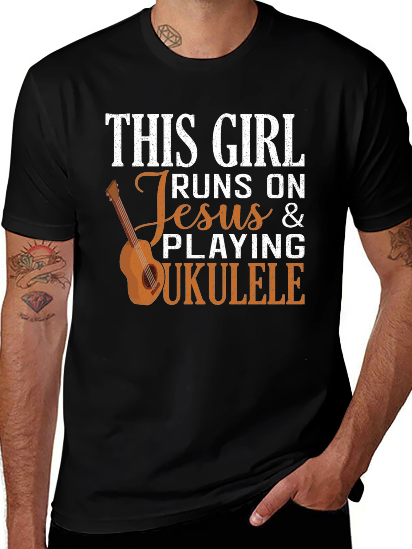 Variant 18 of This Girl Runs on Jesus & Ukulele T-Shirt