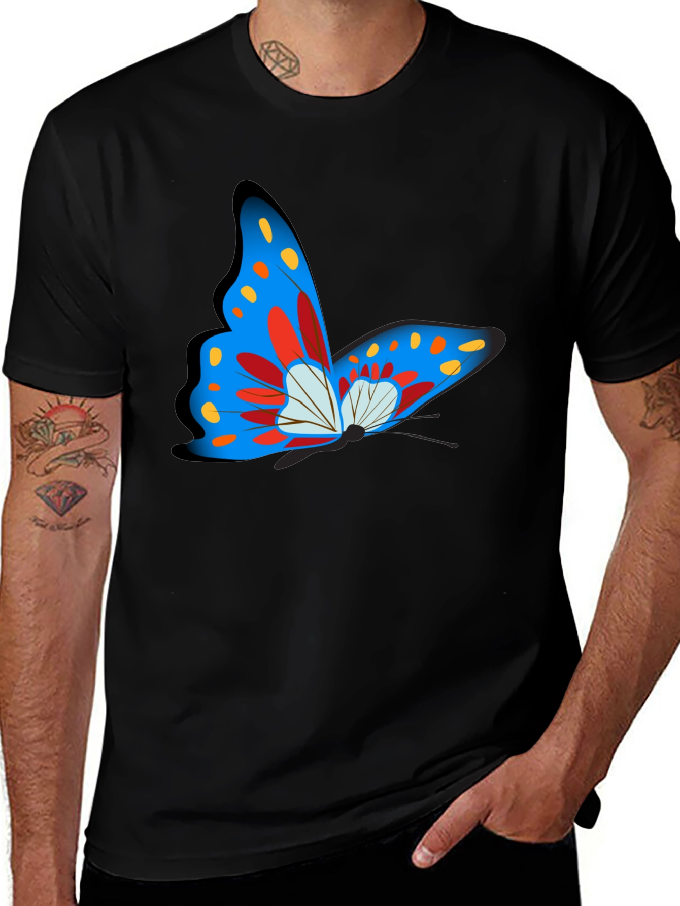Variant 10 of Butterfly Graphic Black T-Shirt