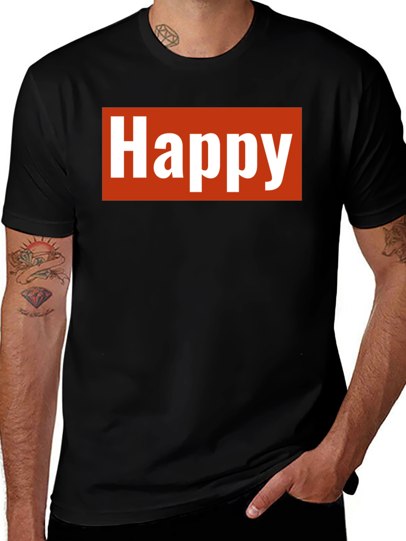 Variant 28 of Happy Graphic Tee - Black Crew Neck Comfort Fit