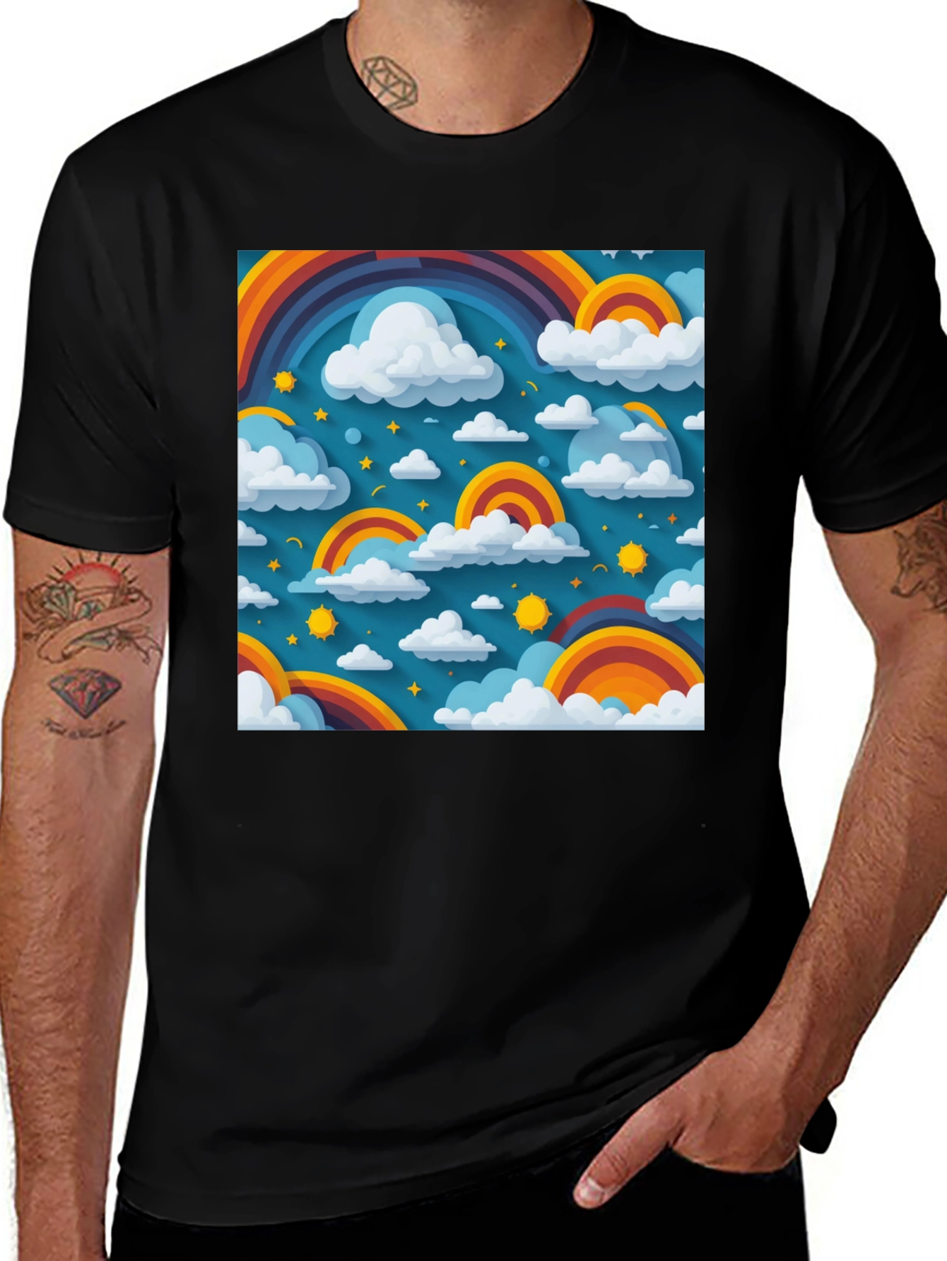 Variant 16 of Rainbow Sky Graphic Tee - Fun & Stylish Comfort