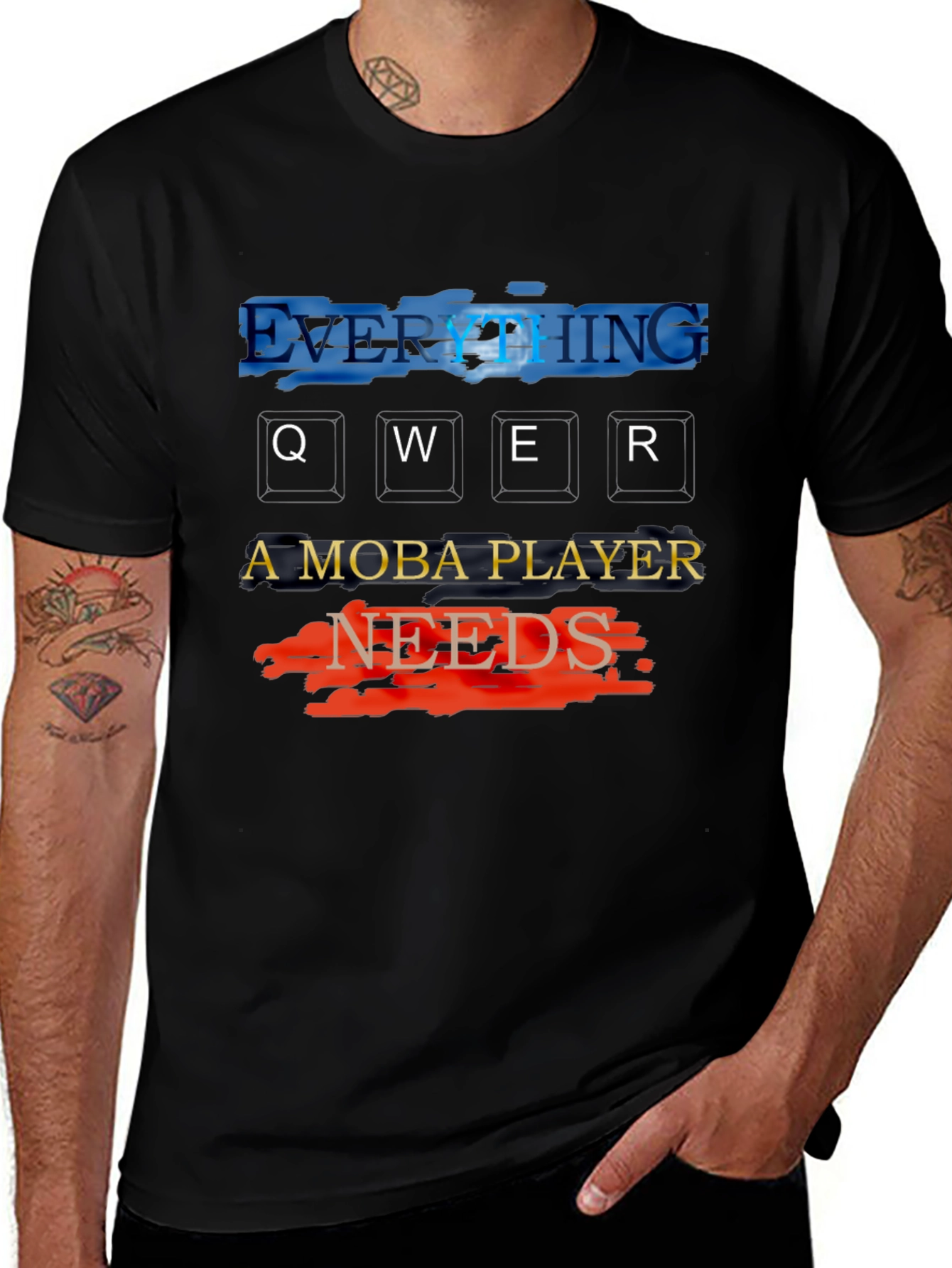 Gamer T-Shirt: MOBA Player Needs QWER Design