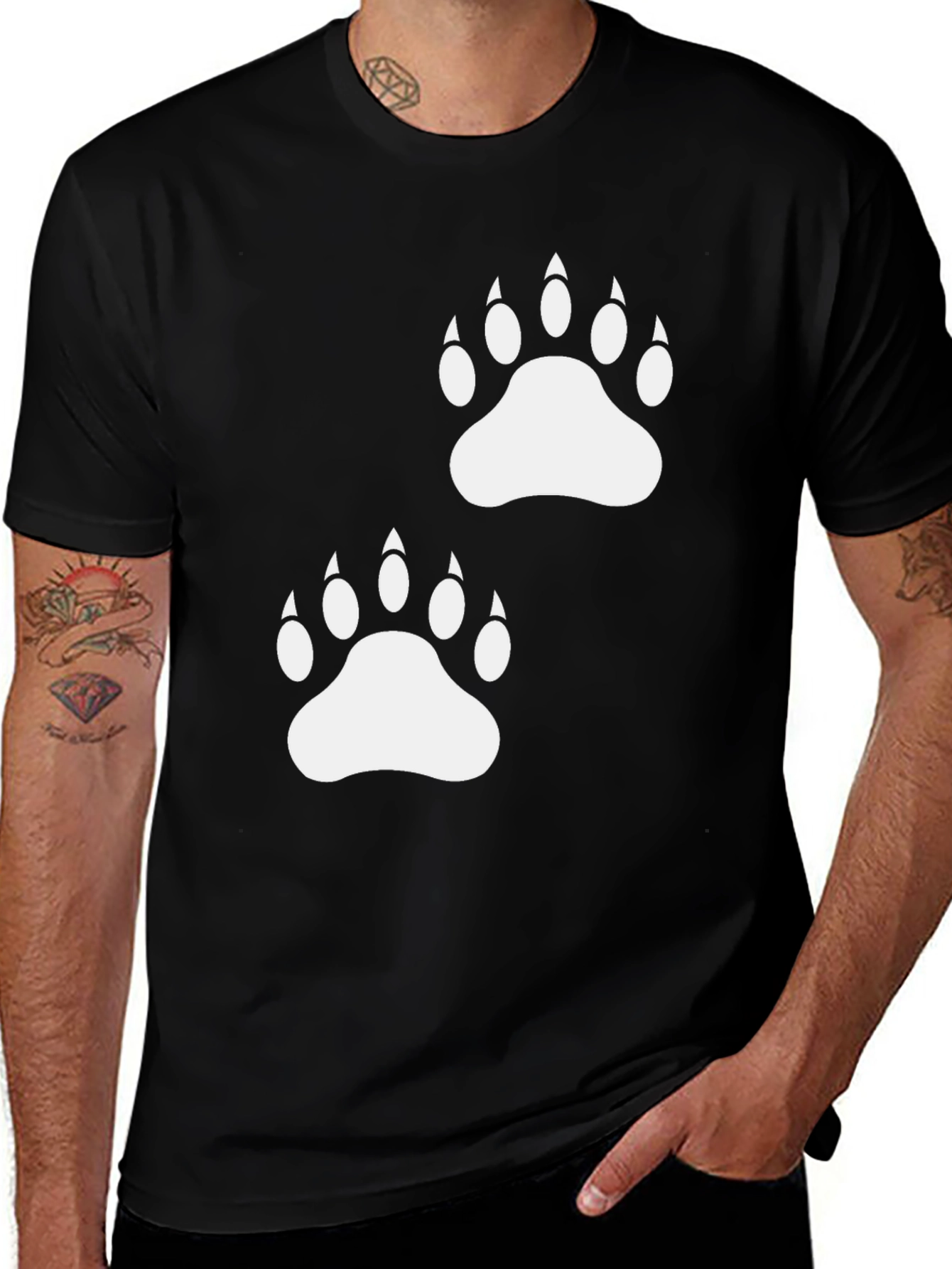Variant 26 of Bear Paw Print Black T-Shirt