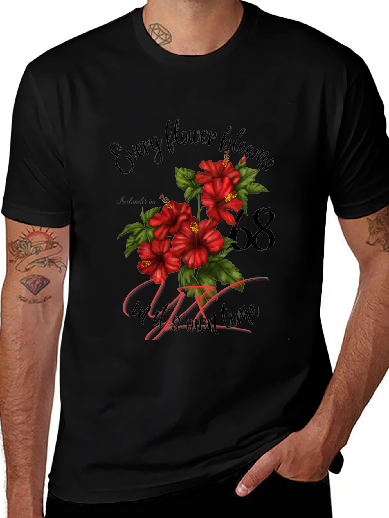 Variant 11 of Floral Bloom T-Shirt - Every Flower Blooms In Its Own Time