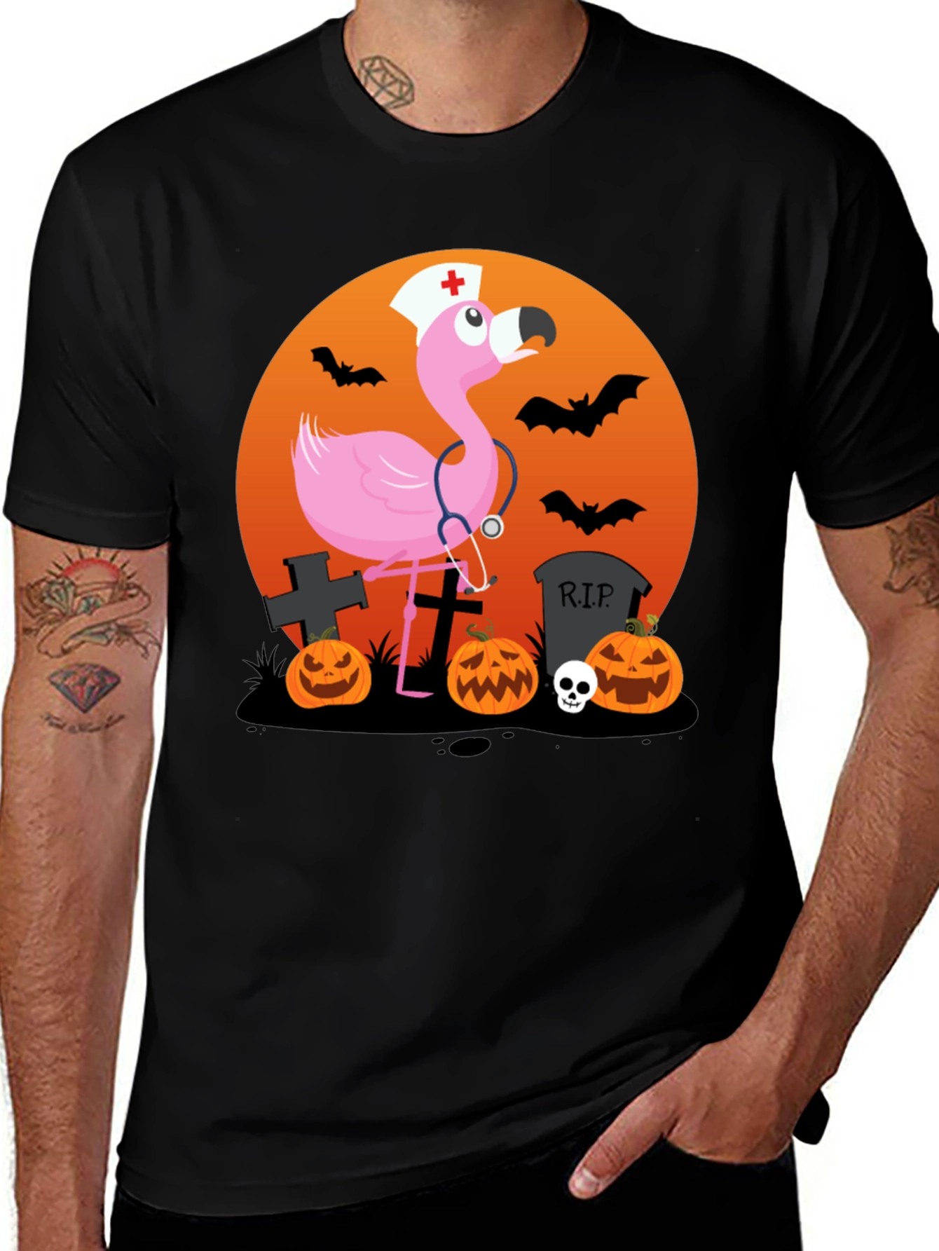 Halloween Flamingo Nurse T-Shirt