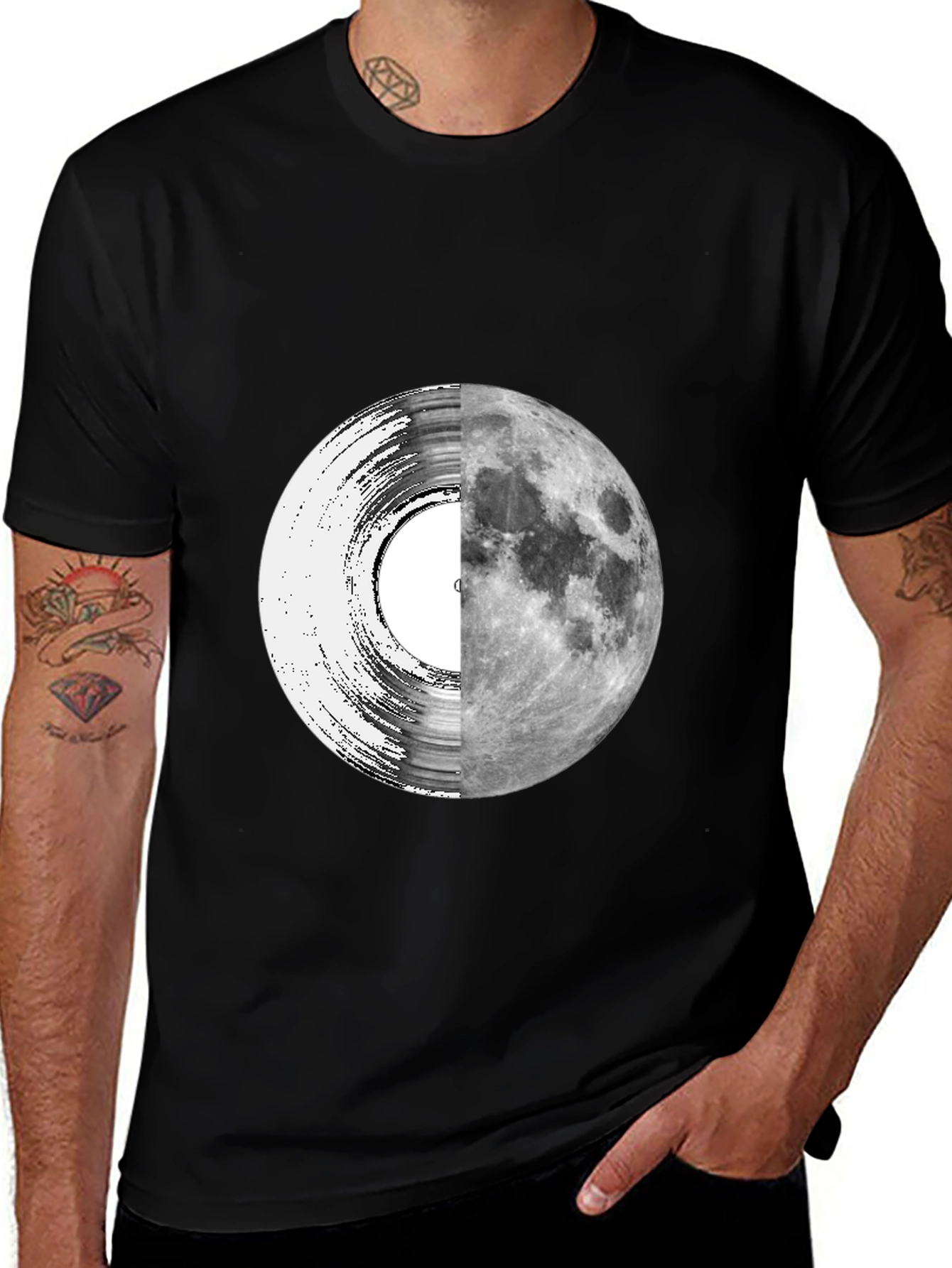 Variant 18 of Vinyl Moon Graphic Tee - Unique Music Lover Shirt