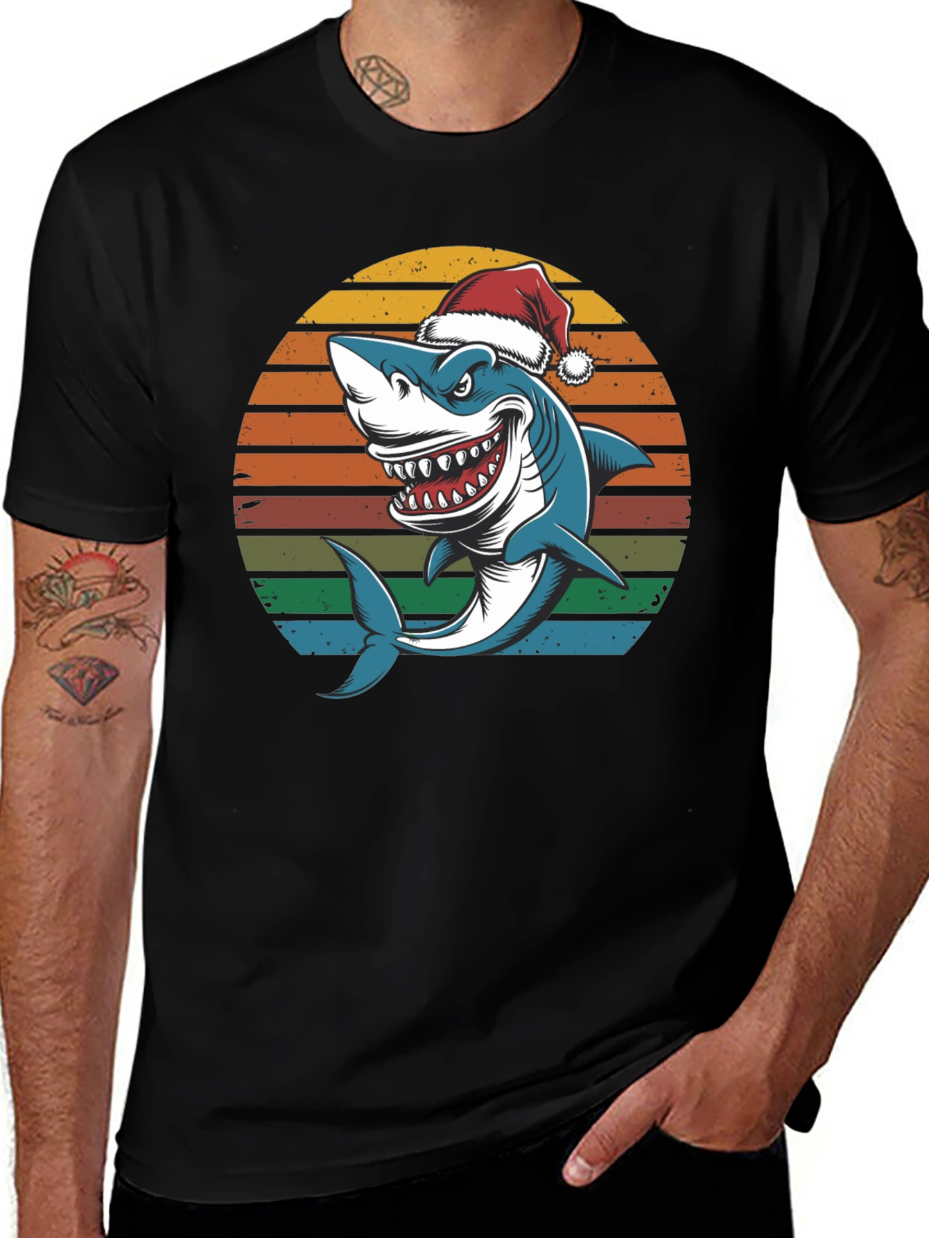 Variant 30 of Shark Christmas T-Shirt: Festive Graphic Tee