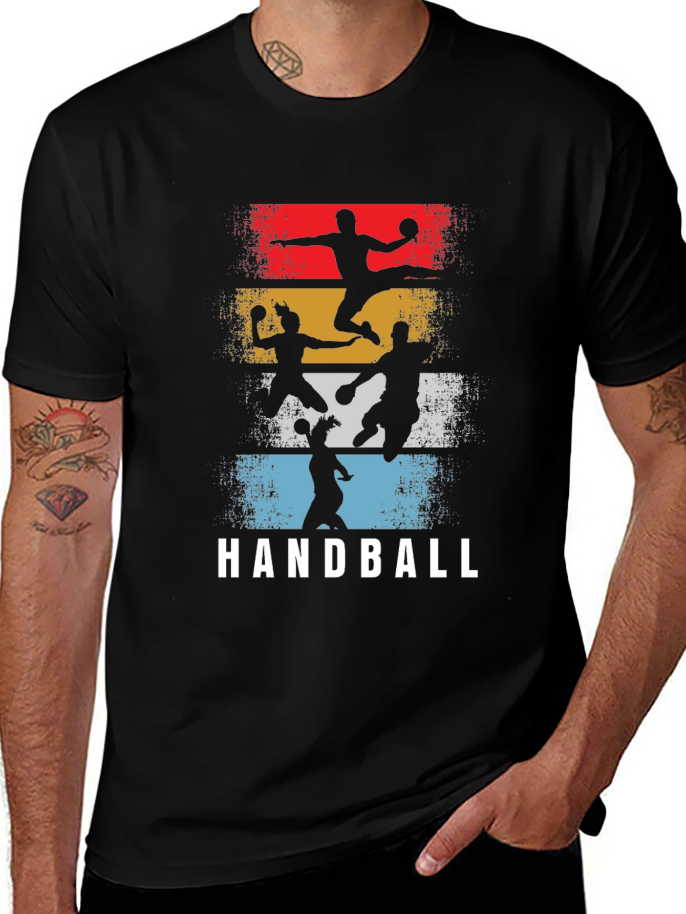 Variant 27 of Handball Retro Graphic T-Shirt - Player Silhouette Design