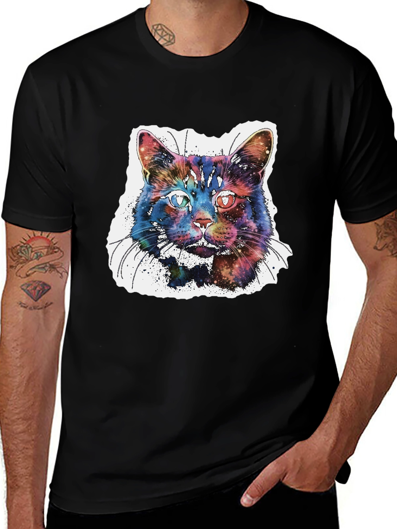 Variant 14 of Galaxy Cat Graphic T-Shirt - Cosmic Feline Tee