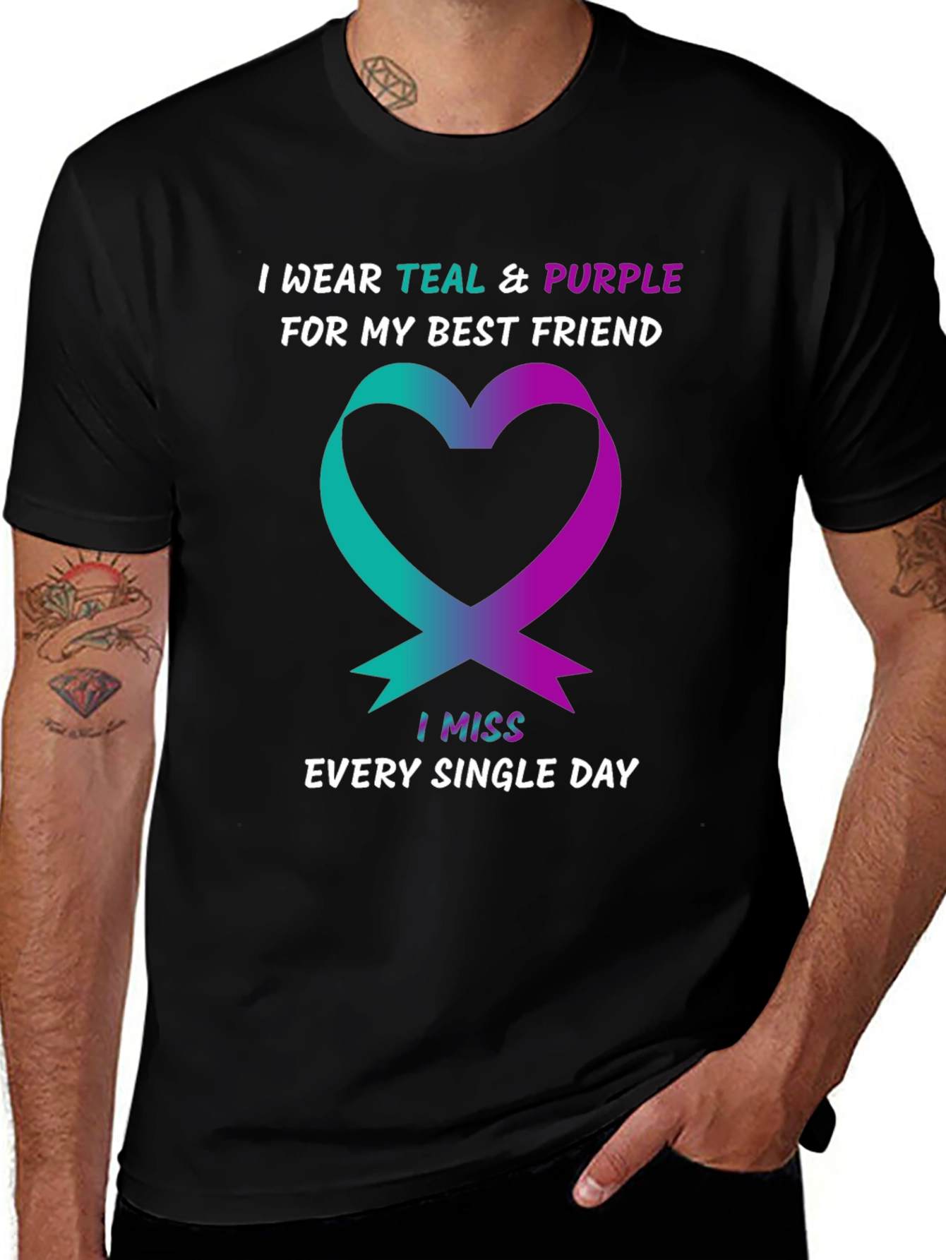 Teal & Purple Heart Best Friend Remembrance T-Shirt