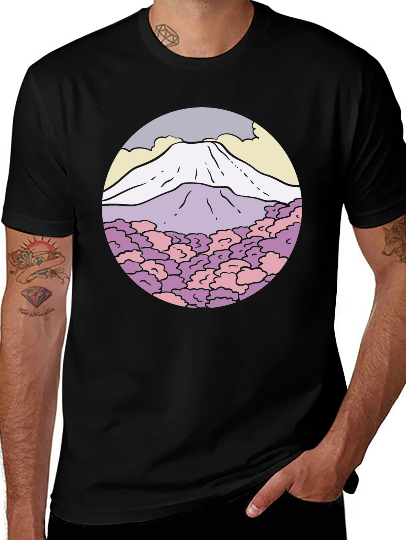 Variant 16 of Mountain Graphic Tee - Unique Circle Design Shirt