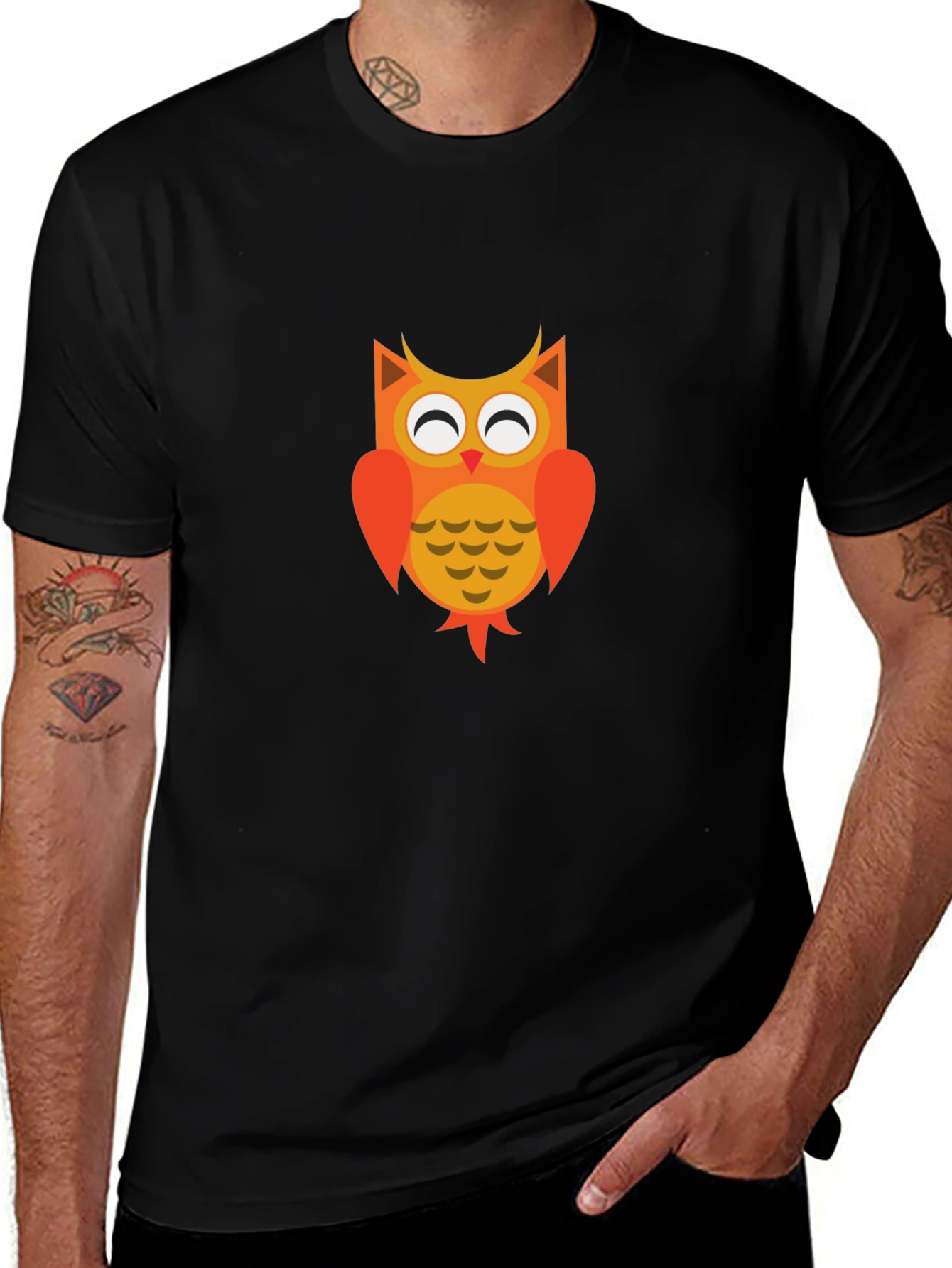 Variant 20 of Owl Graphic Print Black T-Shirt