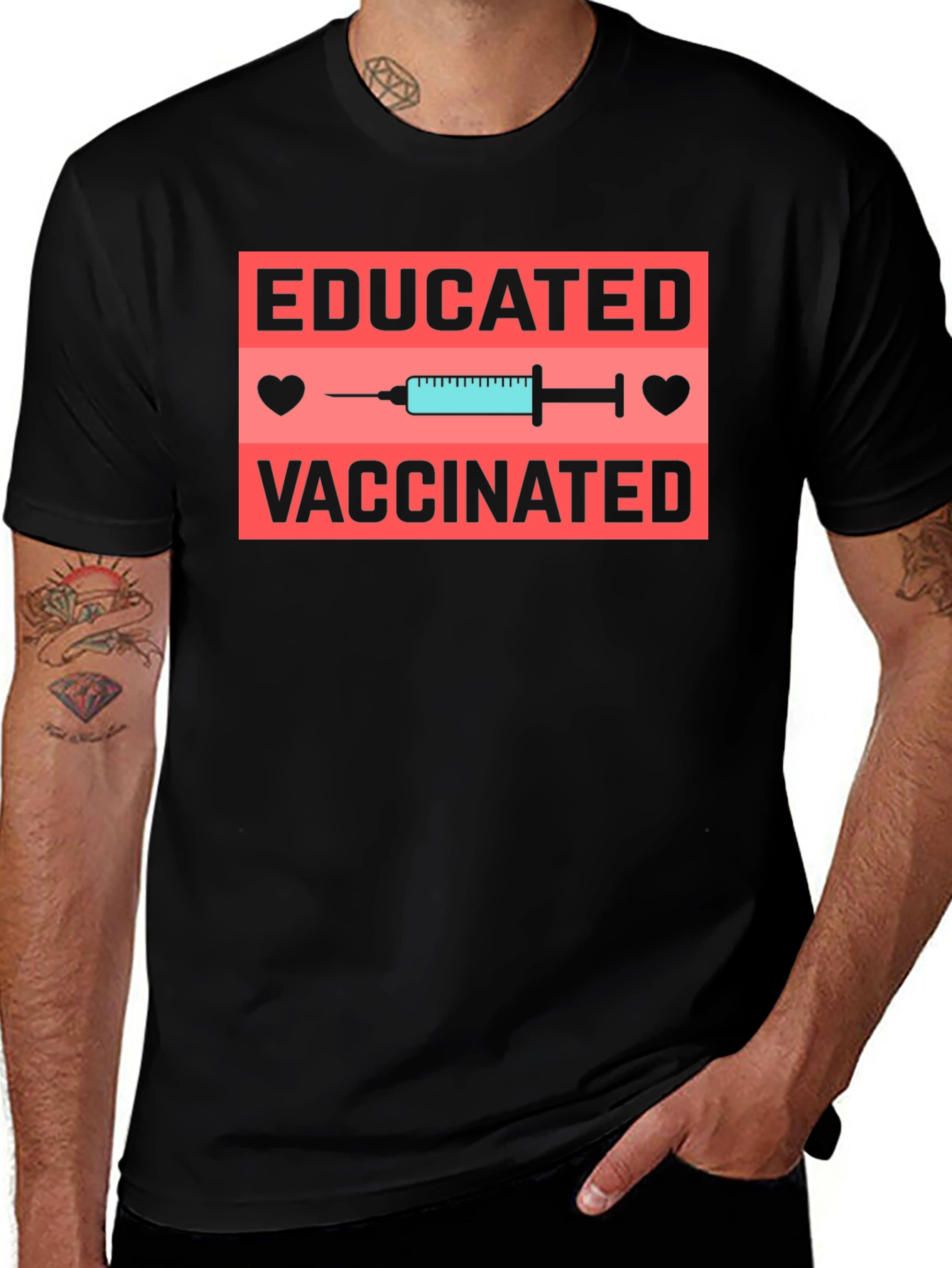 Variant 21 of Educated & Vaccinated Graphic T-Shirt