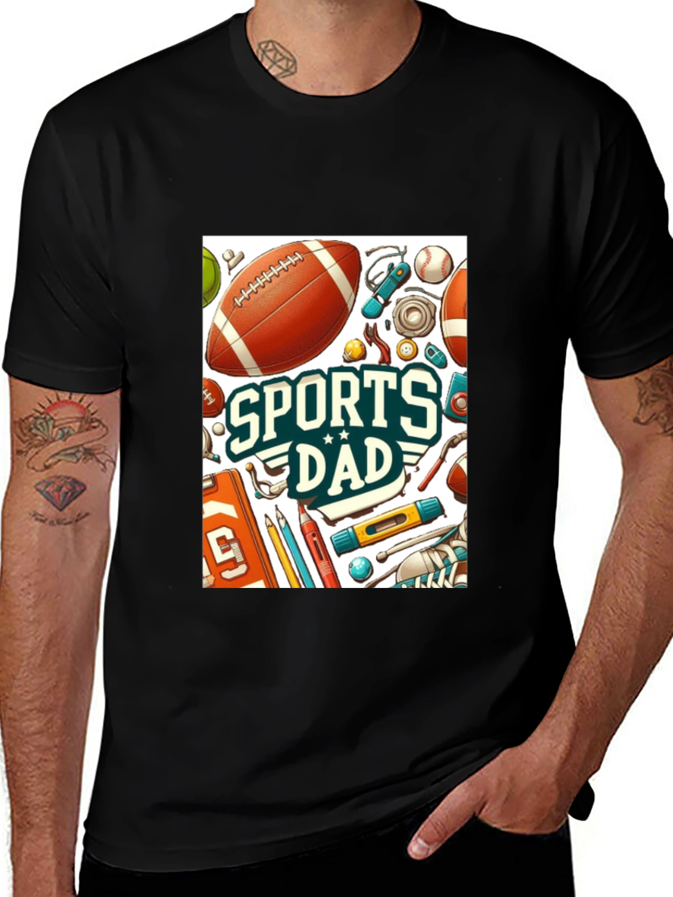 Black Sports Dad Graphic Tee - Perfect Gift for Sporty Dads! main image