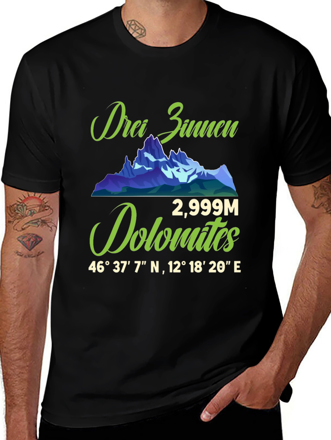 Drei Zinnen Dolomites Black Graphic Tee