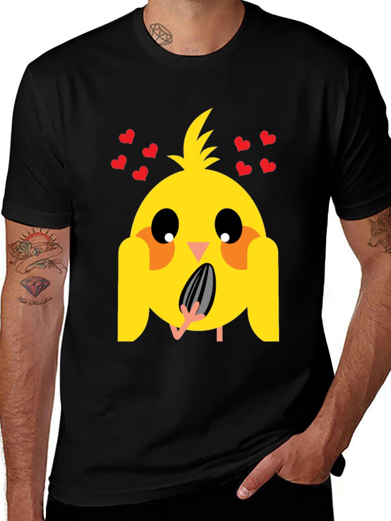 Variant 10 of Cute Chick Heart T-Shirt - Black Graphic Tee