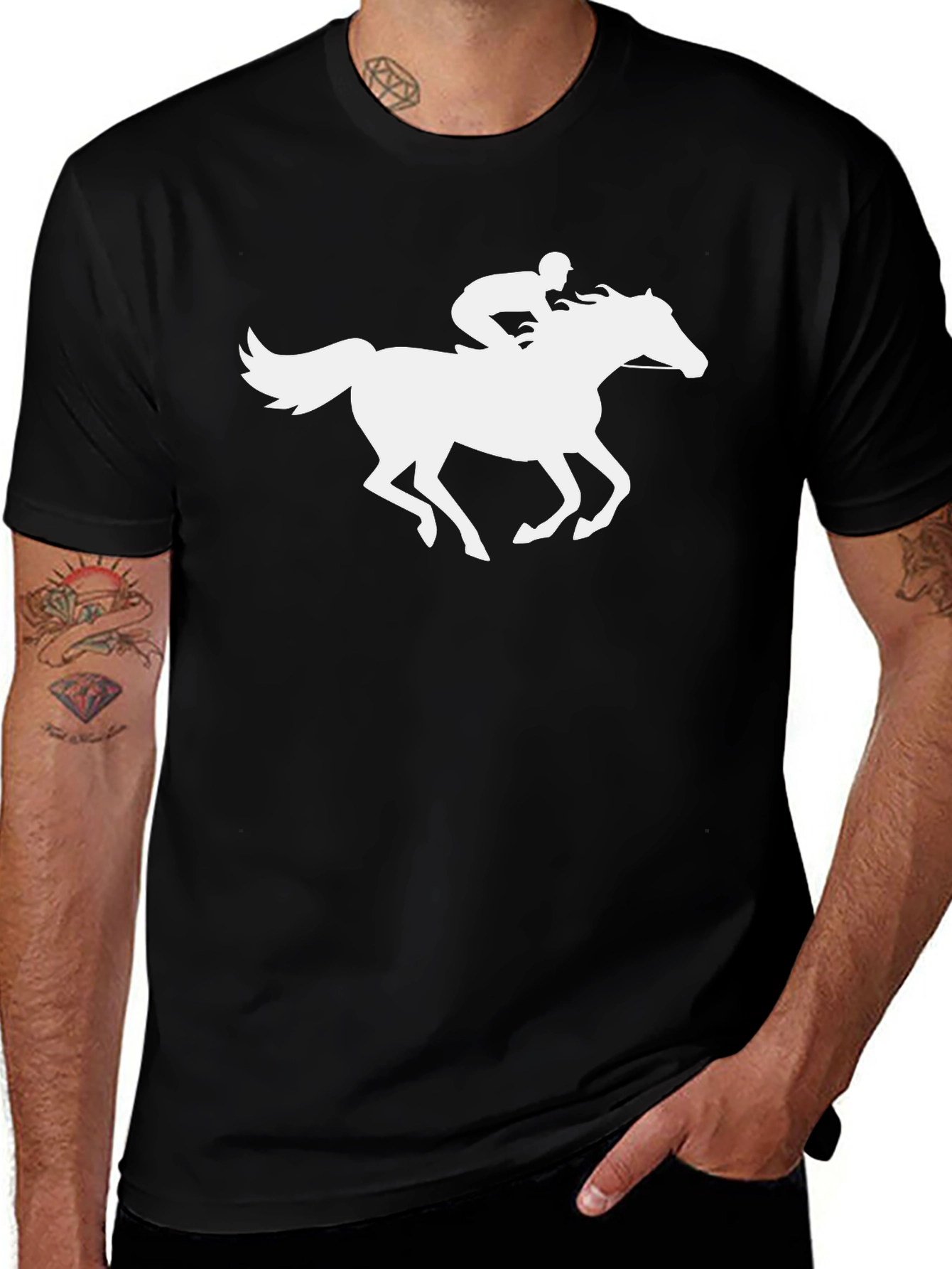 Variant 7 of Horse Rider Graphic Tee - Black Cotton T-Shirt