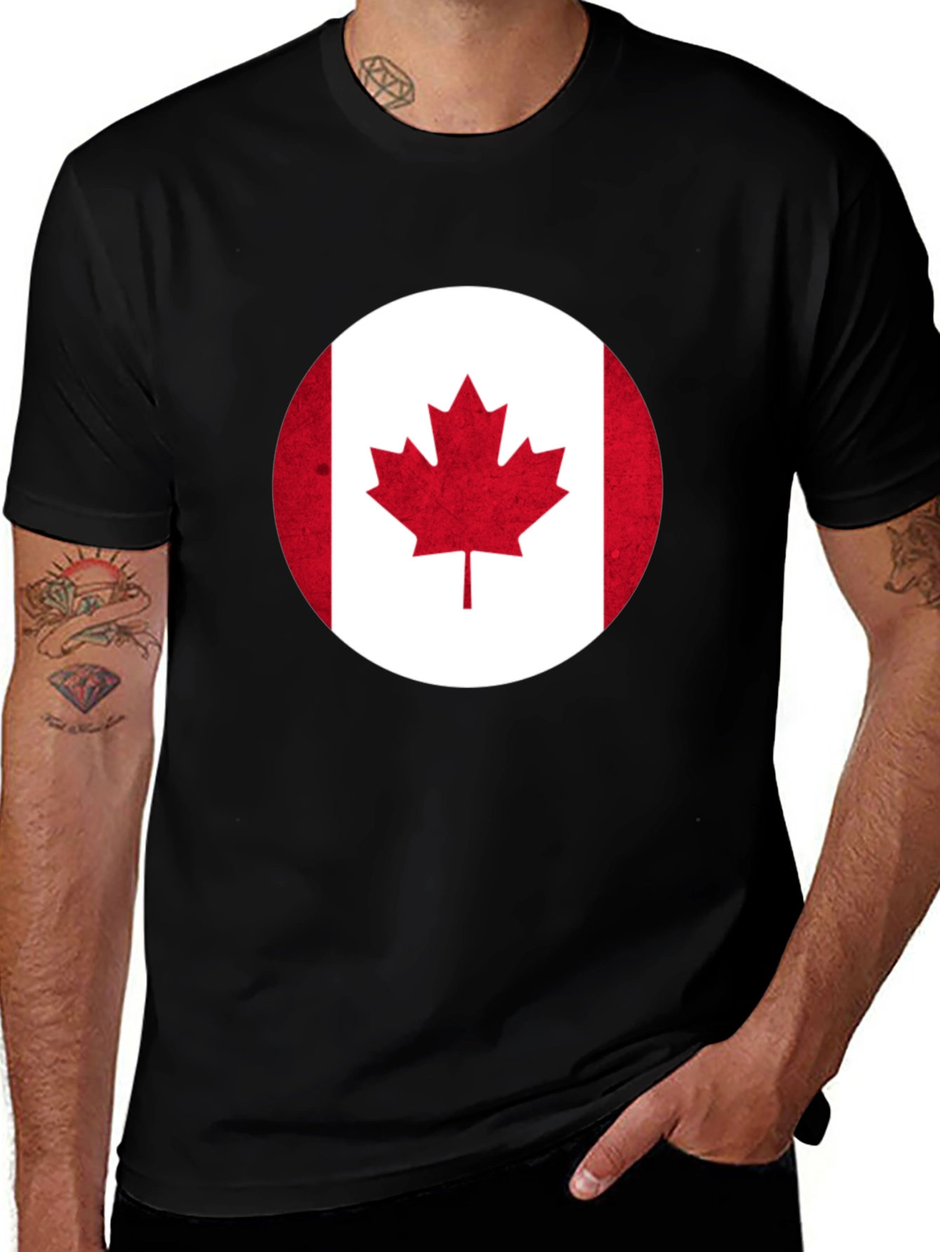 Canada Flag T-Shirt -  Round Graphic Tee