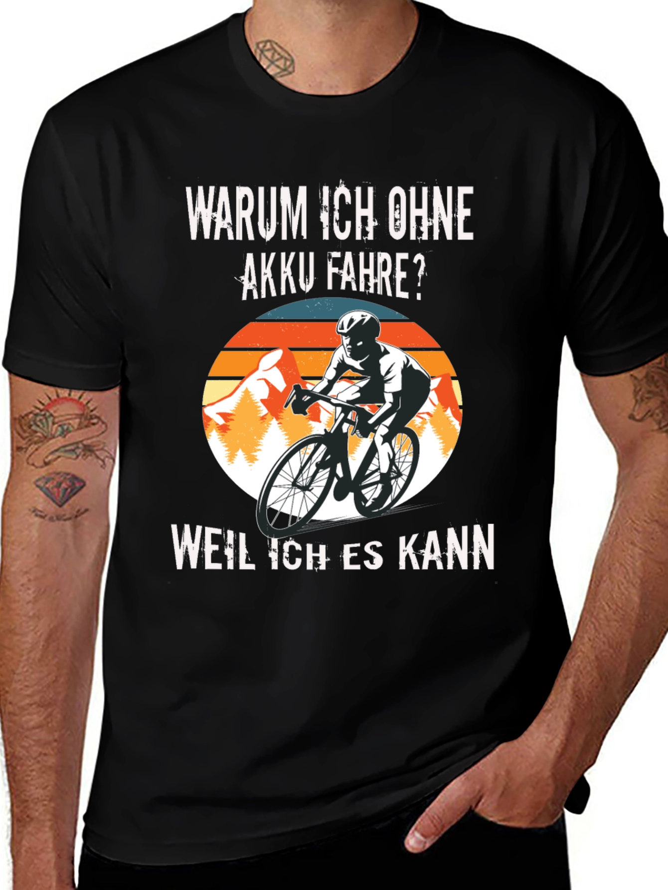 Variant 23 of Funny Biker T-Shirt - Warum Ich Ohne Akku Fahre?