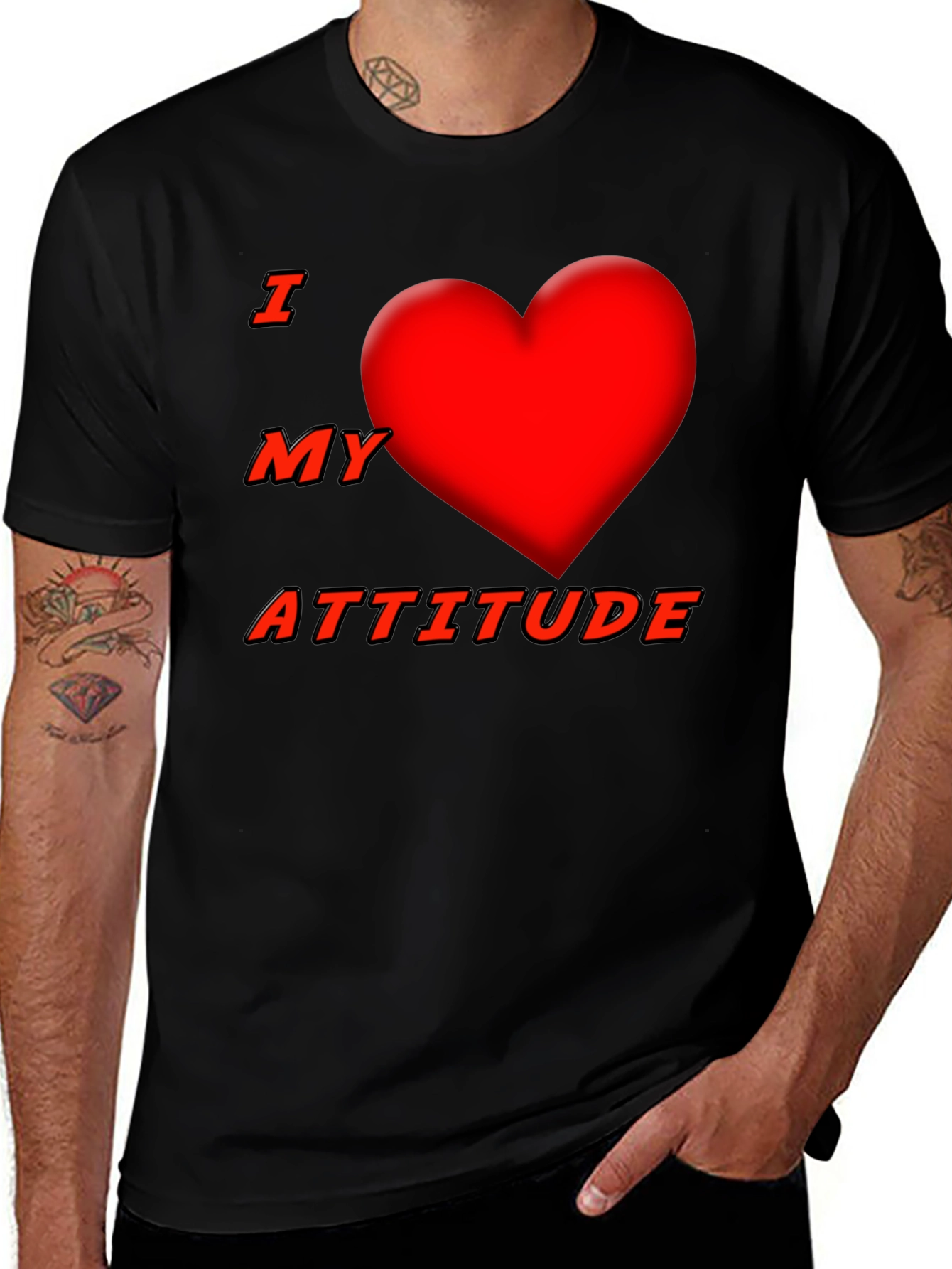 I Heart My Attitude Black T-Shirt