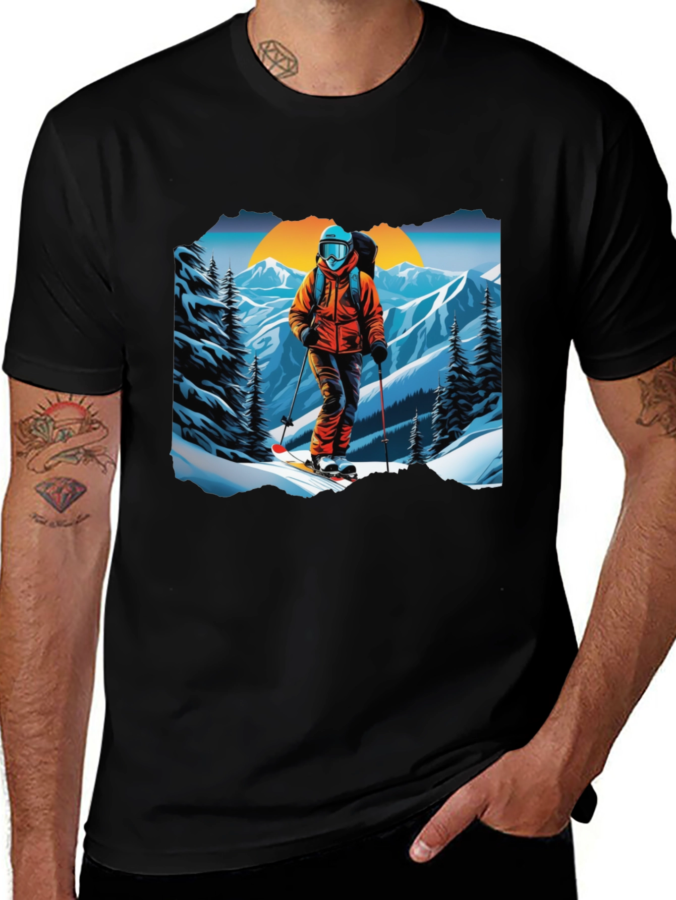Variant 11 of Ski Graphic Tee - Mountain Adventure Shirt