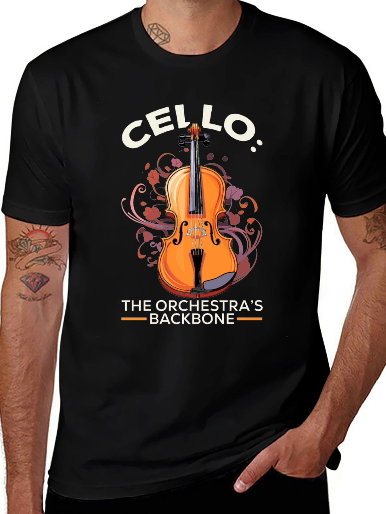 Cello Orchestra Backbone Graphic T-Shirt